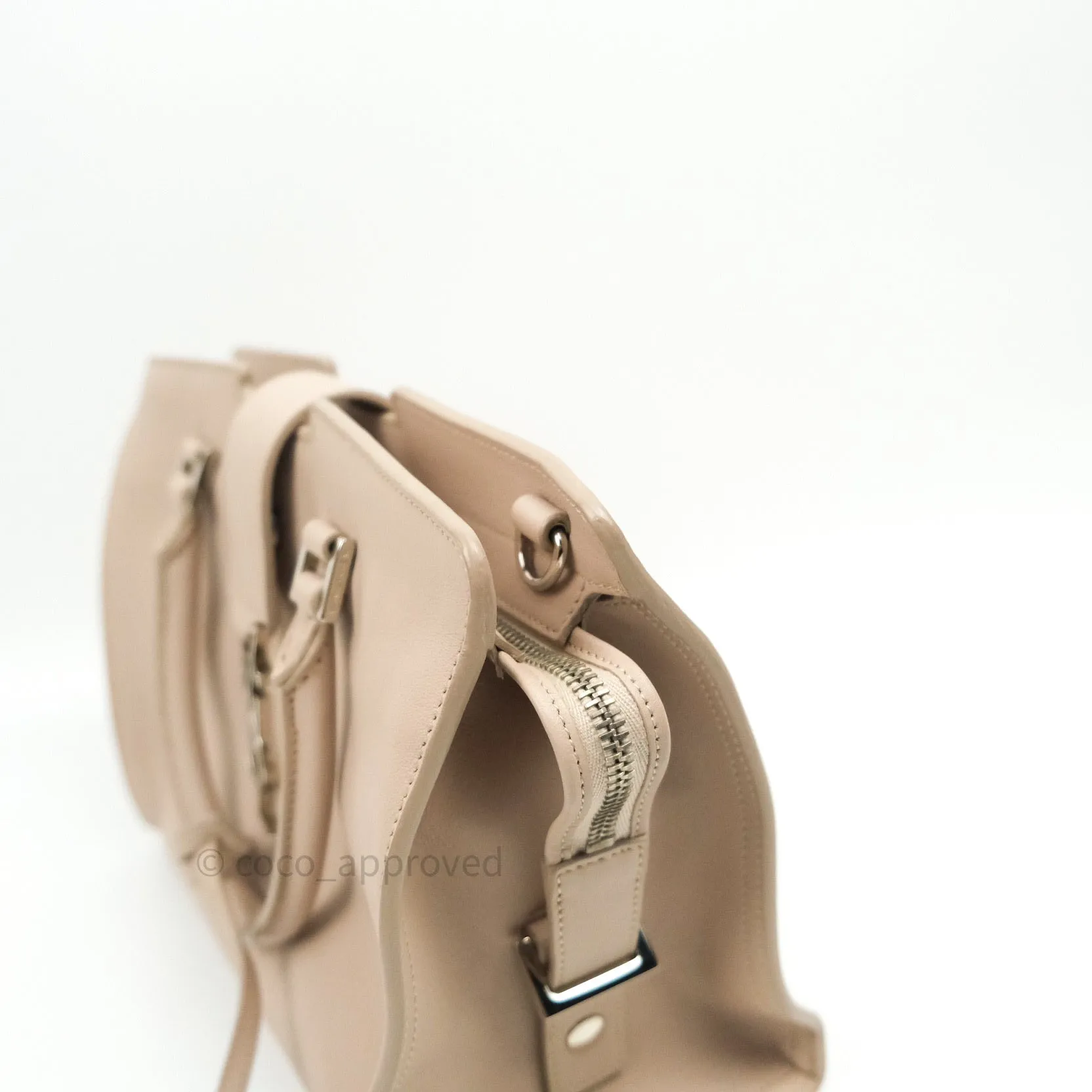 Saint Laurent Calfskin Monogram Baby Cabas Pale Pink Silver Hardware
