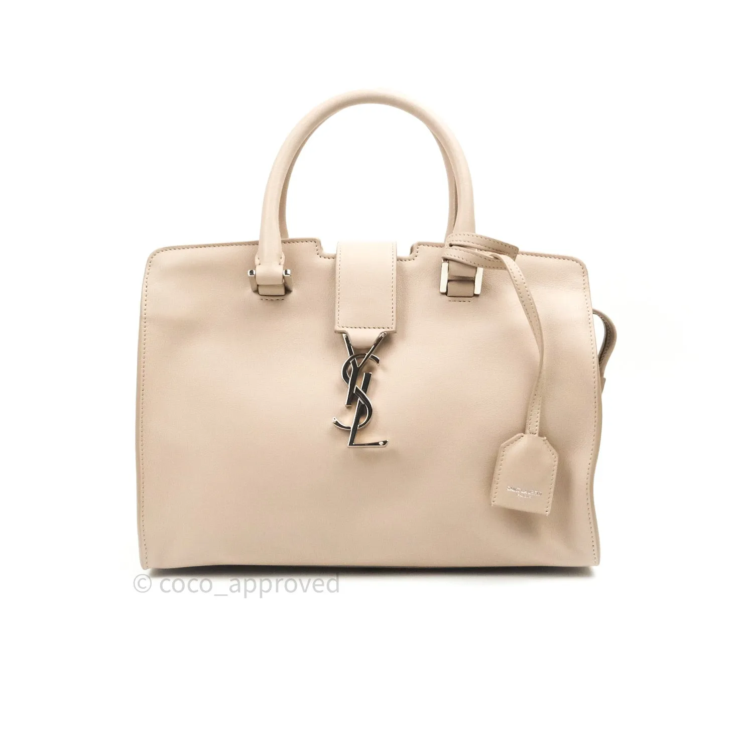 Saint Laurent Calfskin Monogram Baby Cabas Pale Pink Silver Hardware