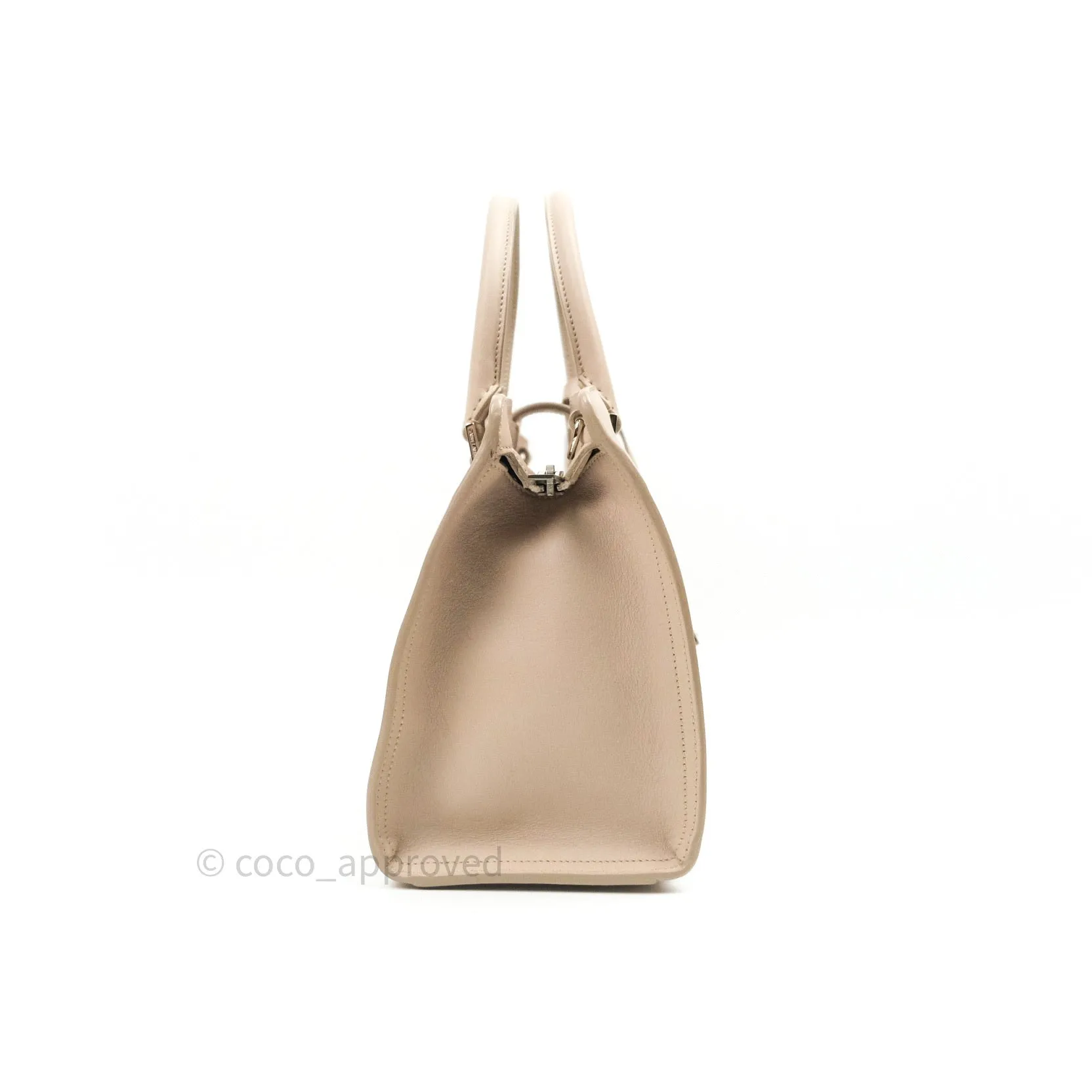 Saint Laurent Calfskin Monogram Baby Cabas Pale Pink Silver Hardware
