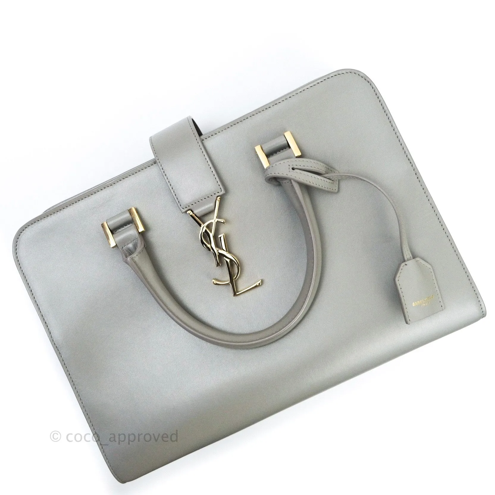 Saint Laurent Calfskin Monogram Cabas Fog