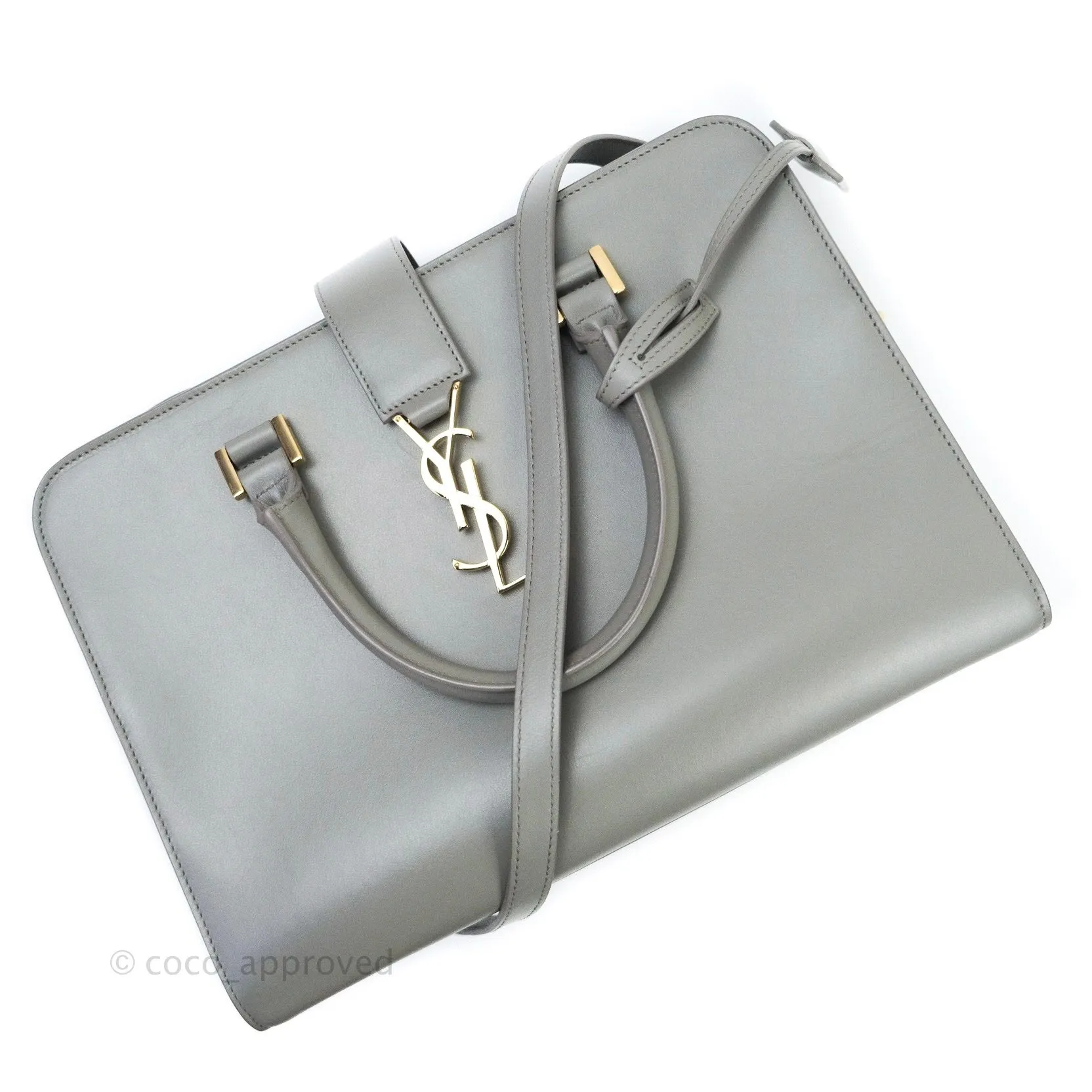 Saint Laurent Calfskin Monogram Cabas Fog