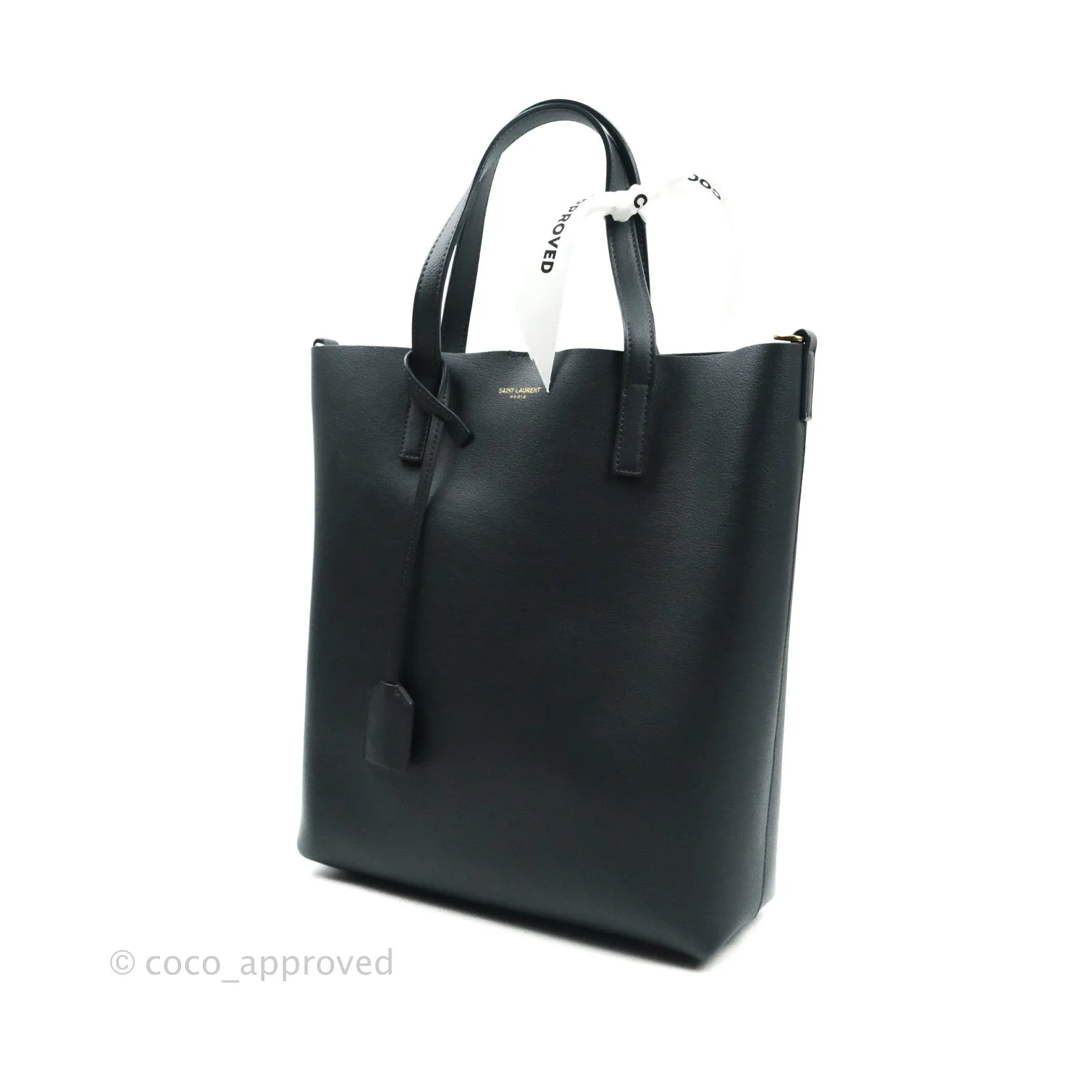Saint Laurent Calfskin Shopping Tote Bag Dark Grey