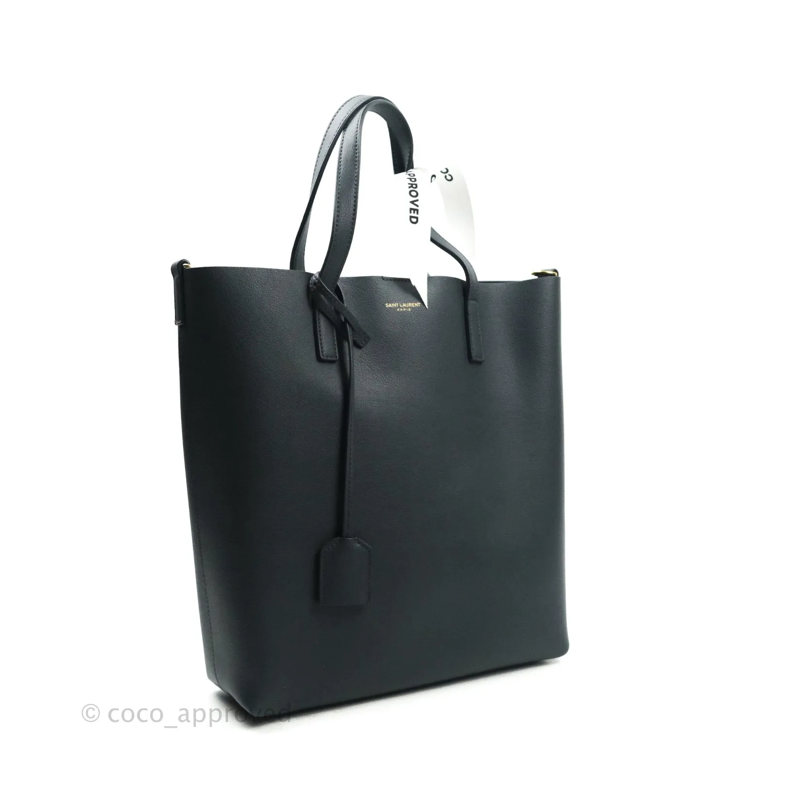 Saint Laurent Calfskin Shopping Tote Bag Dark Grey