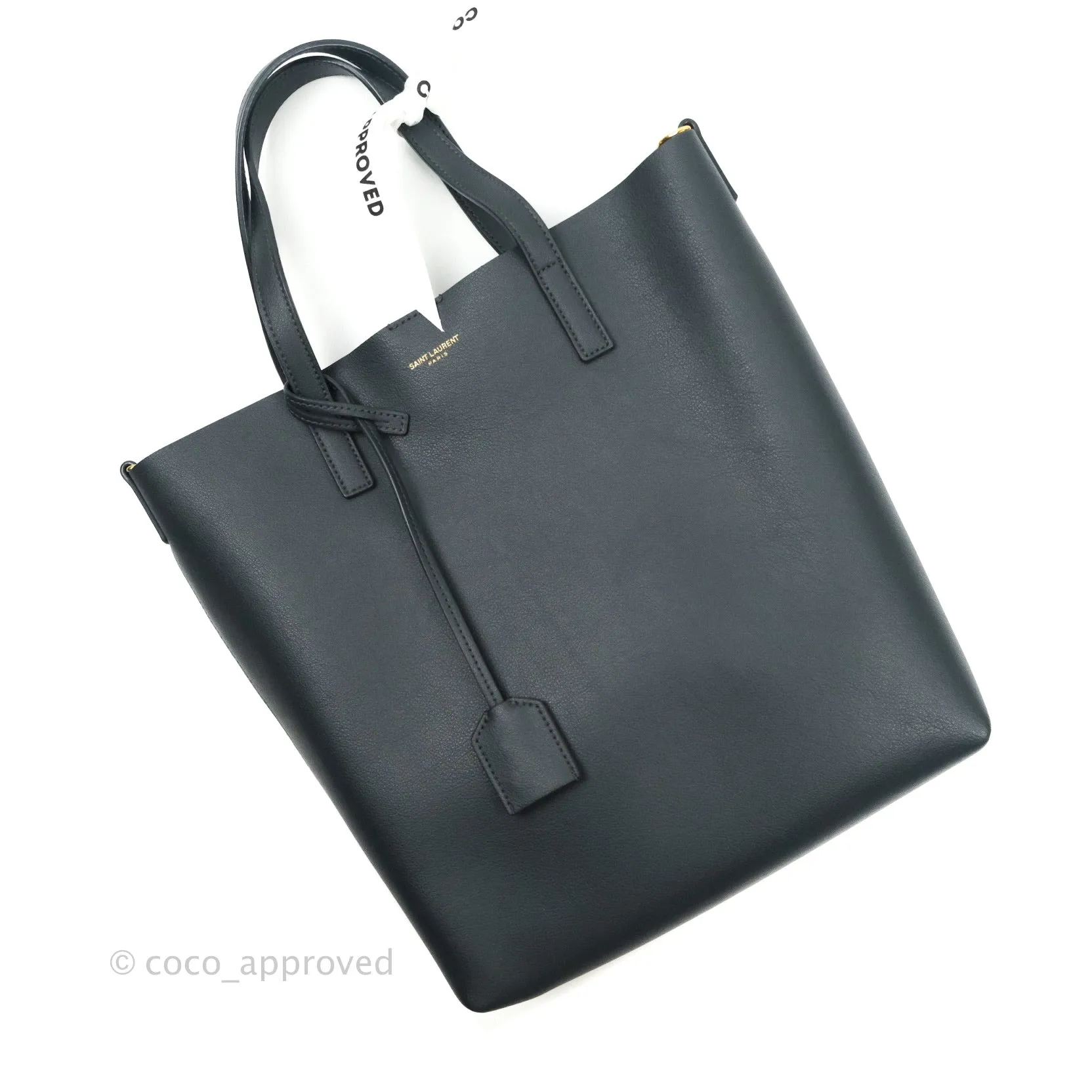 Saint Laurent Calfskin Shopping Tote Bag Dark Grey