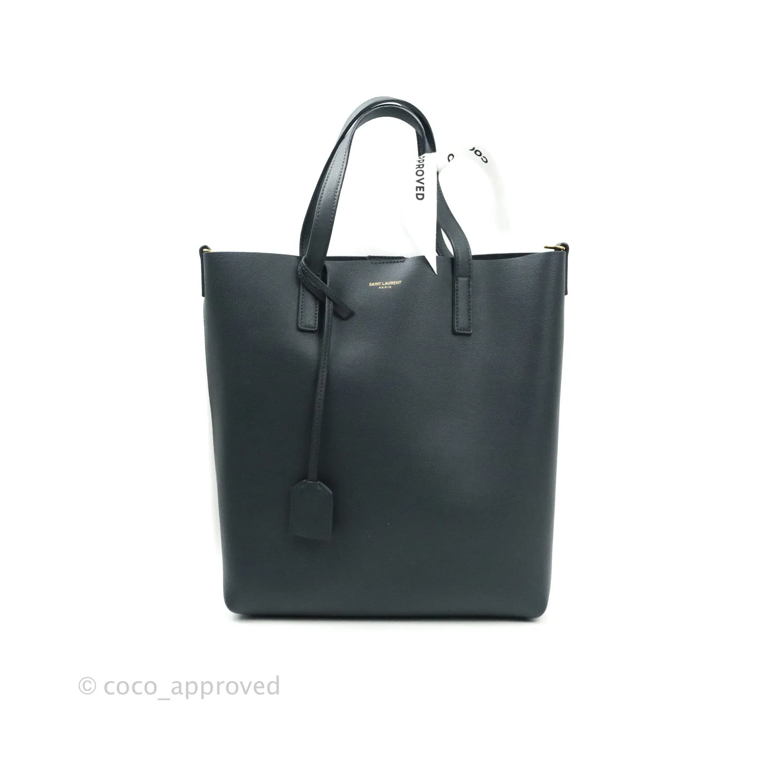 Saint Laurent Calfskin Shopping Tote Bag Dark Grey