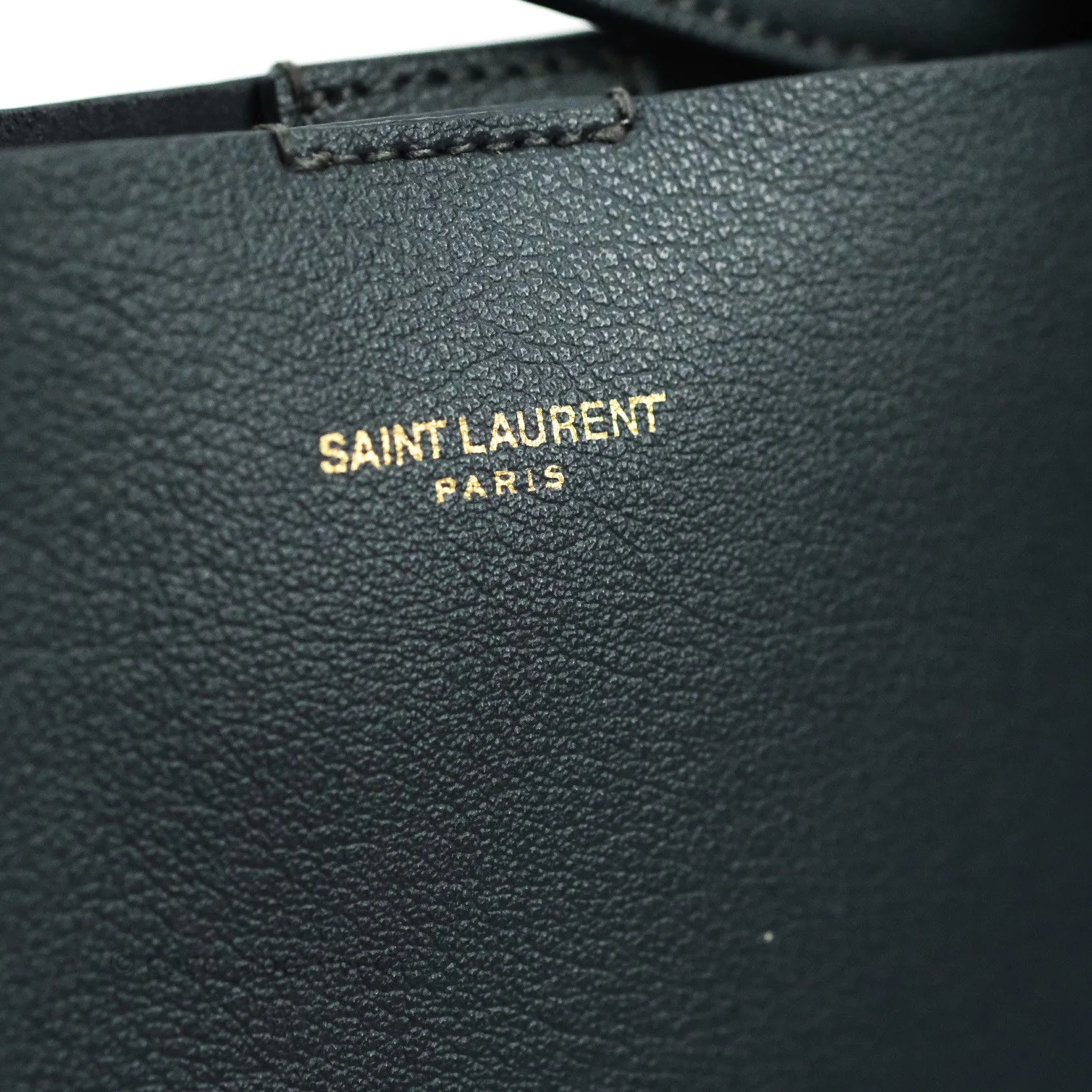 Saint Laurent Calfskin Shopping Tote Bag Dark Grey