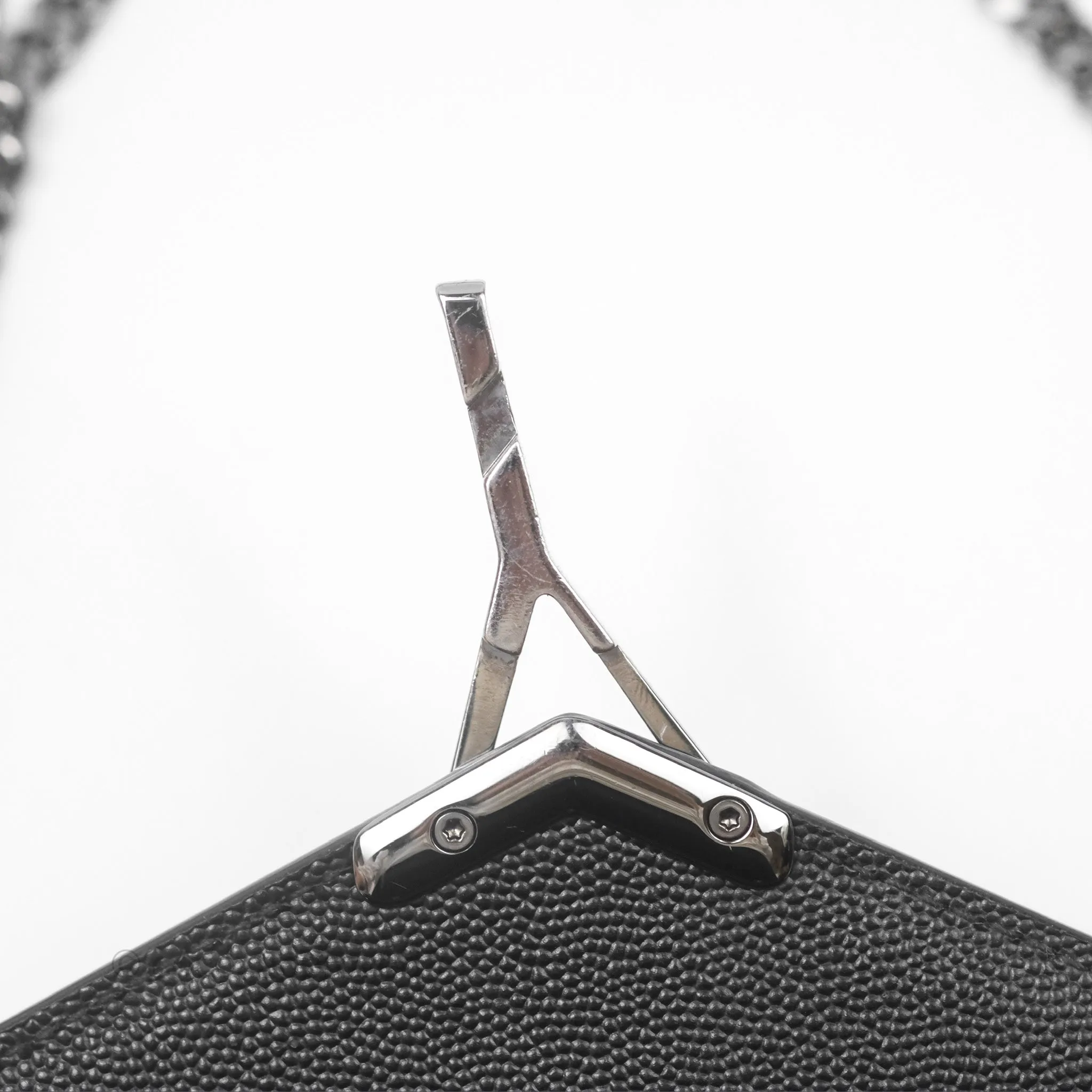 Saint Laurent Cassandra in Grain De Poudre Embossed Leather Black