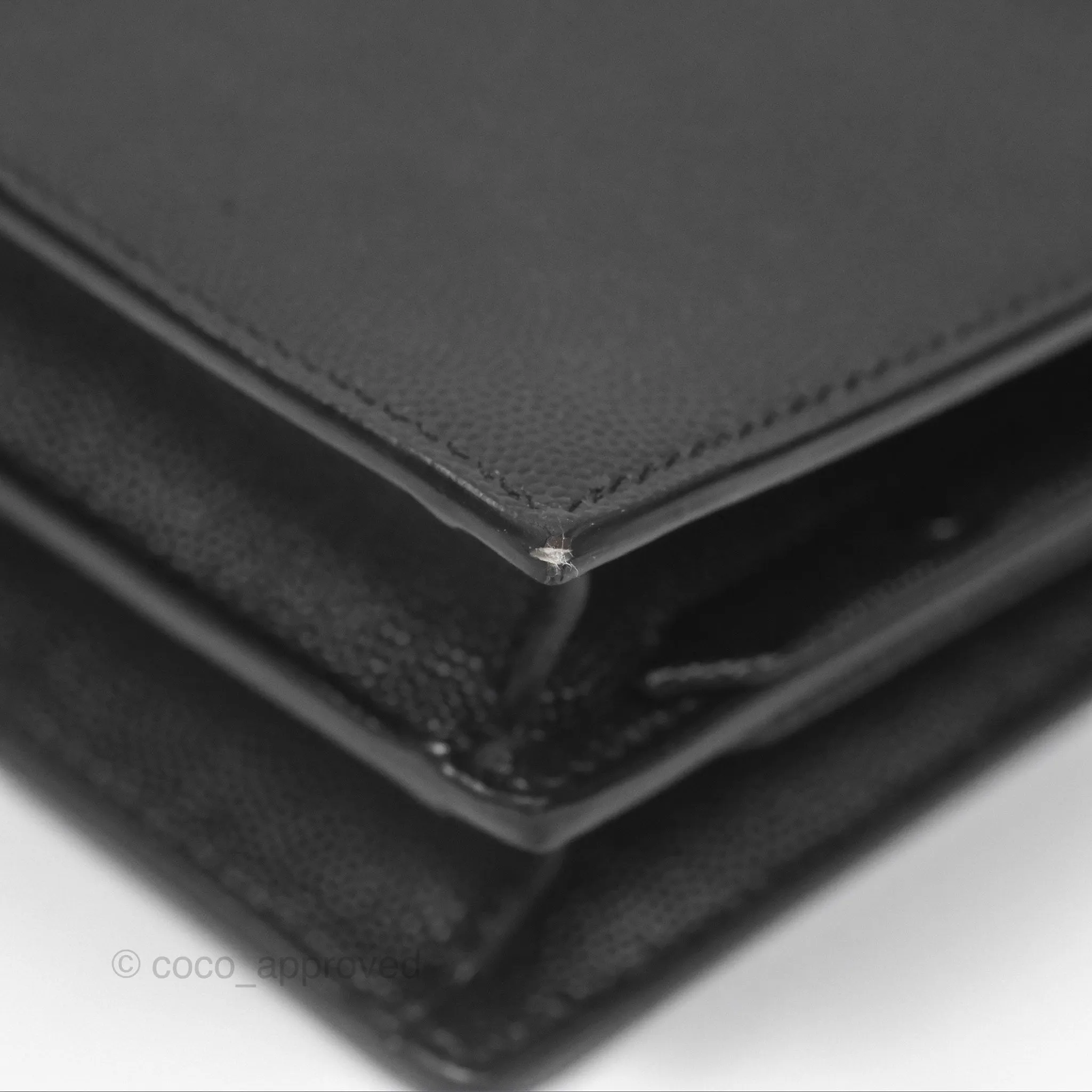 Saint Laurent Cassandra in Grain De Poudre Embossed Leather Black