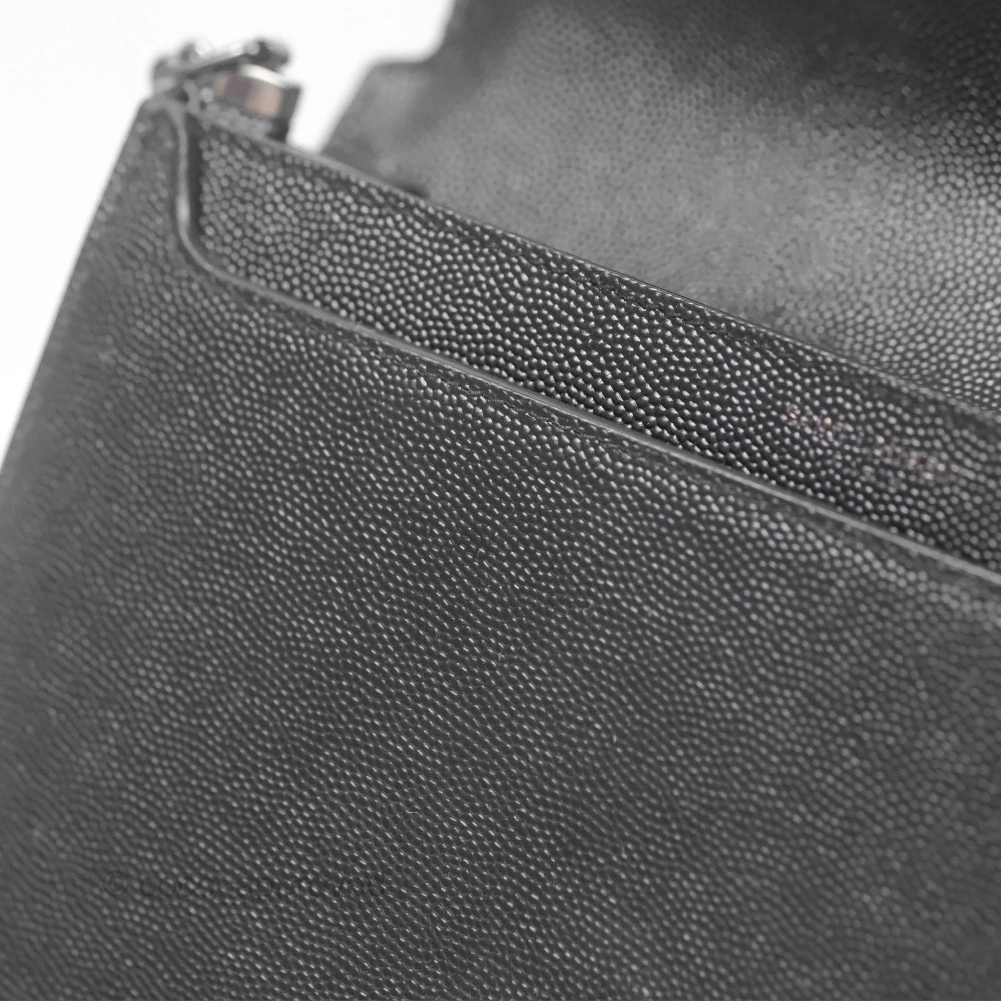 Saint Laurent Cassandra in Grain De Poudre Embossed Leather Black