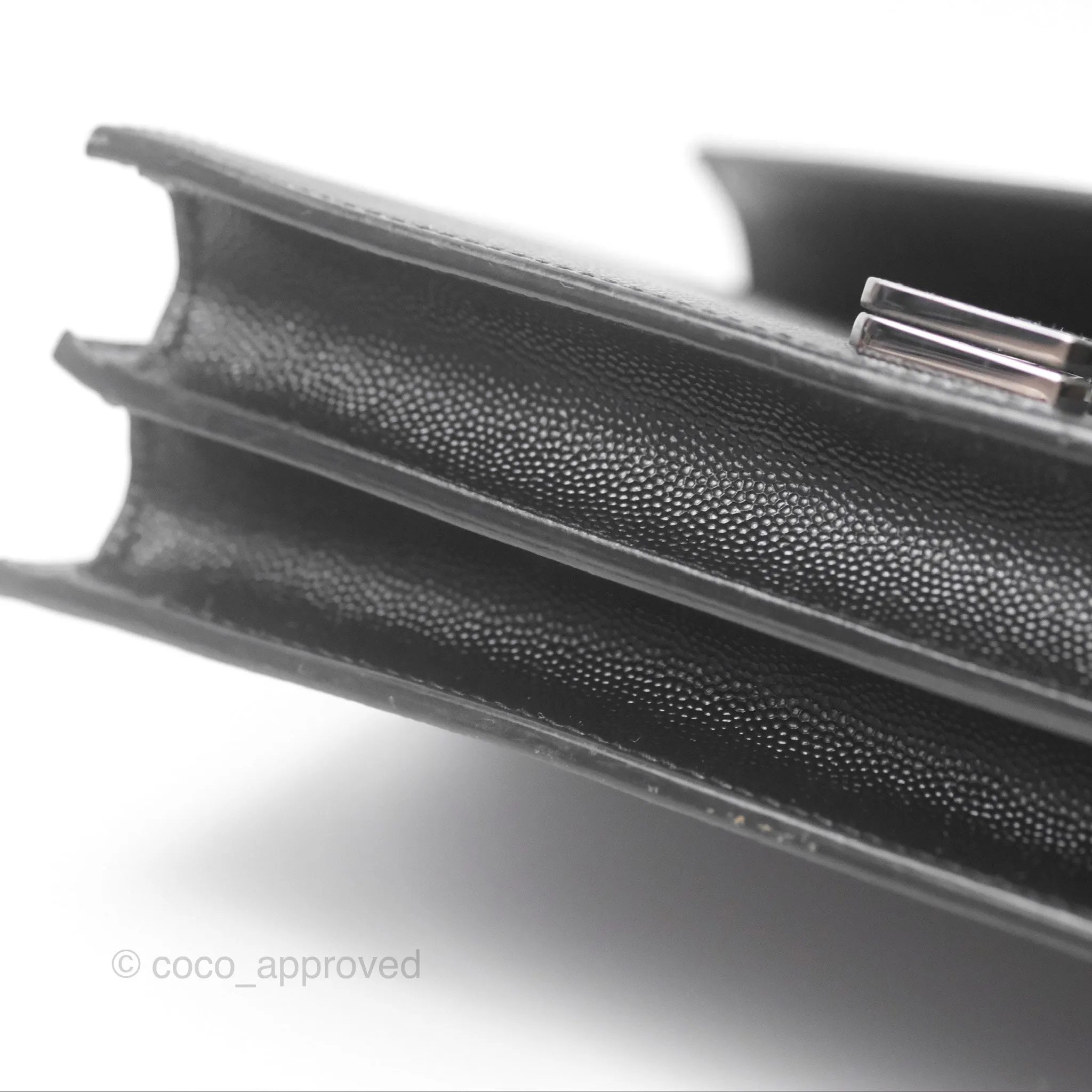 Saint Laurent Cassandra in Grain De Poudre Embossed Leather Black