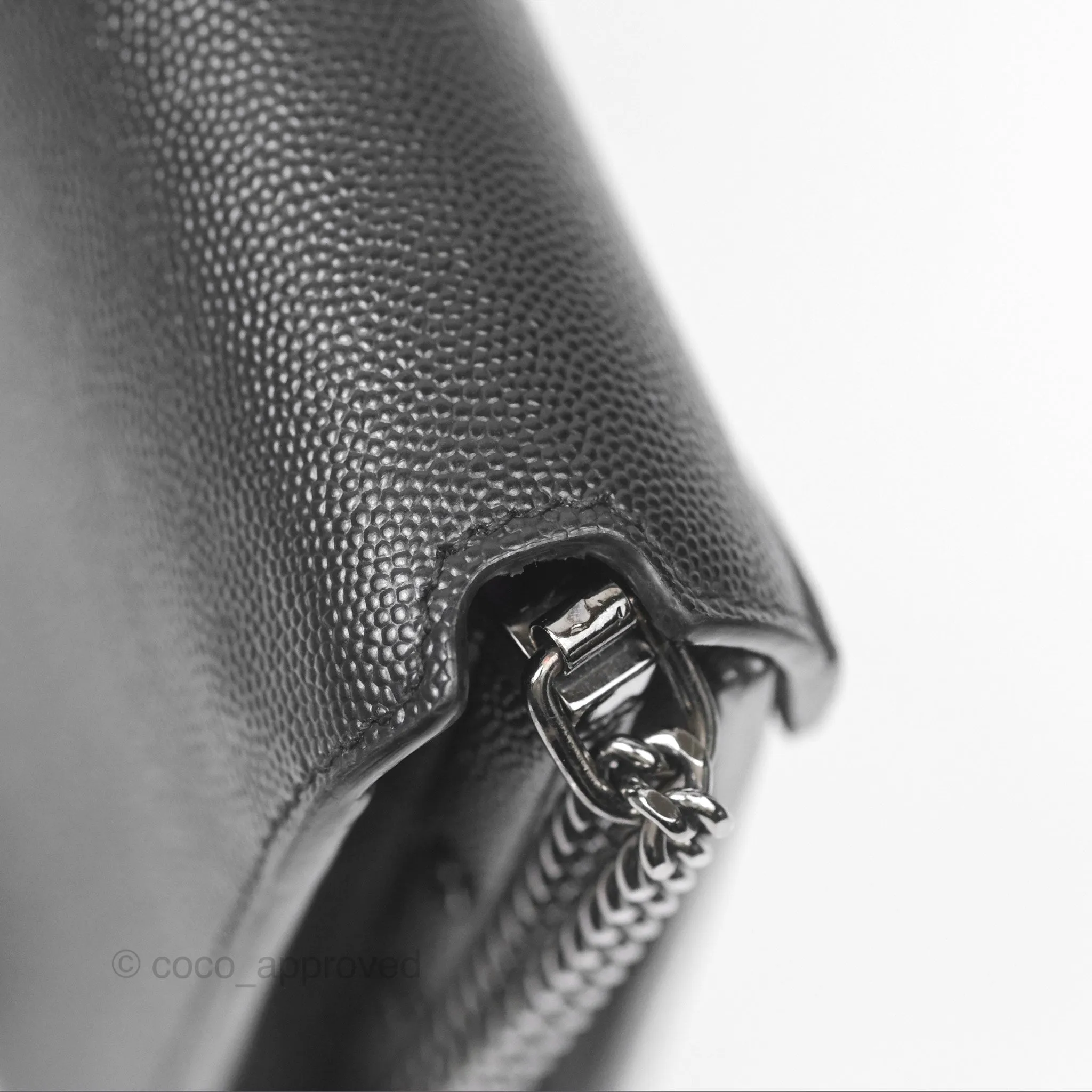 Saint Laurent Cassandra in Grain De Poudre Embossed Leather Black