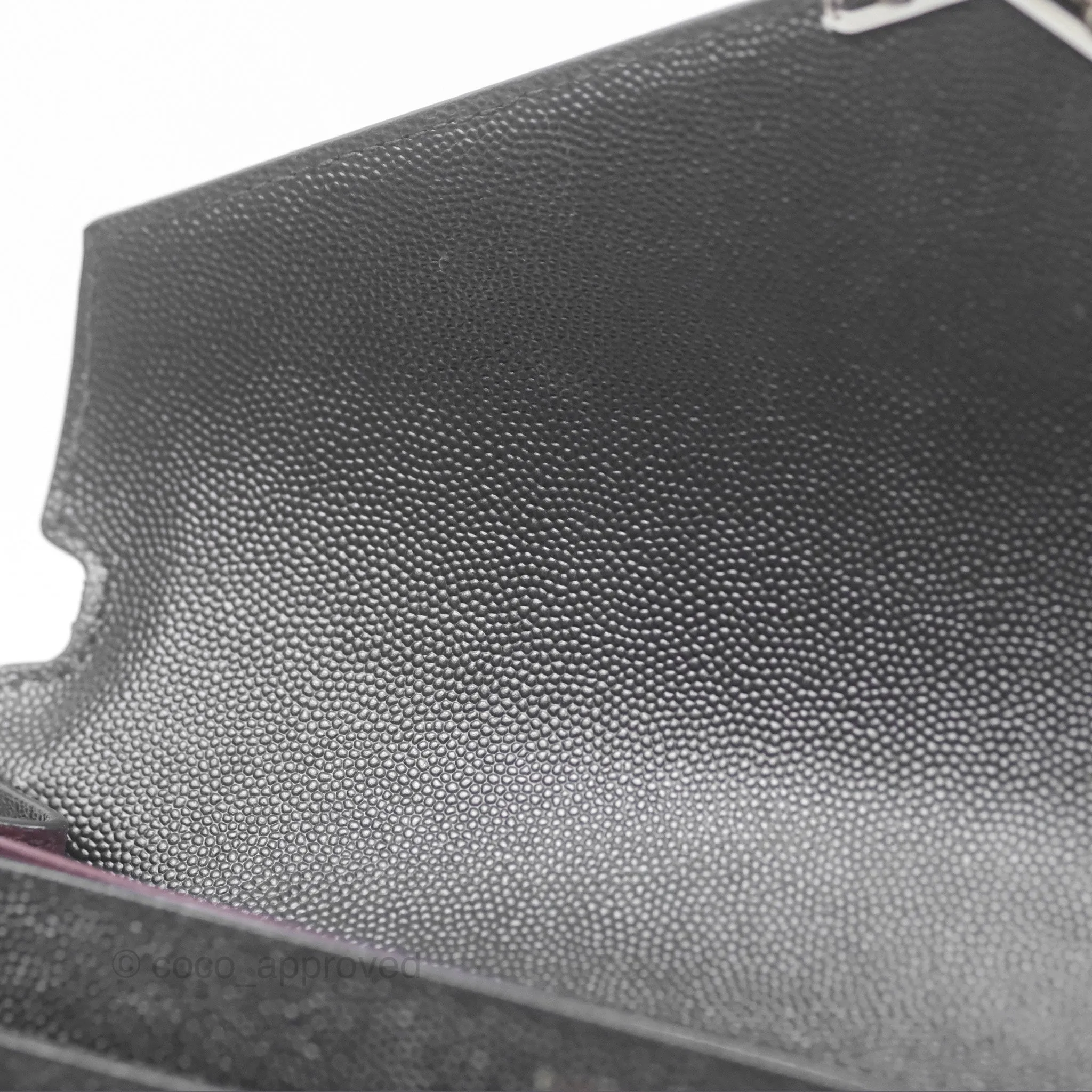 Saint Laurent Cassandra in Grain De Poudre Embossed Leather Black