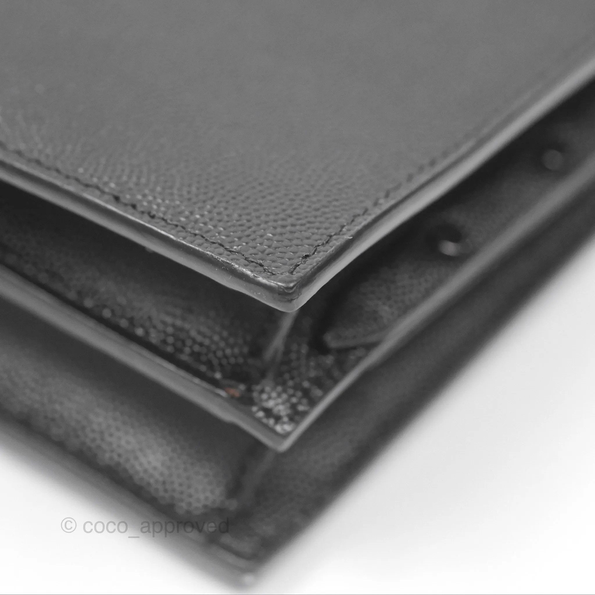 Saint Laurent Cassandra in Grain De Poudre Embossed Leather Black