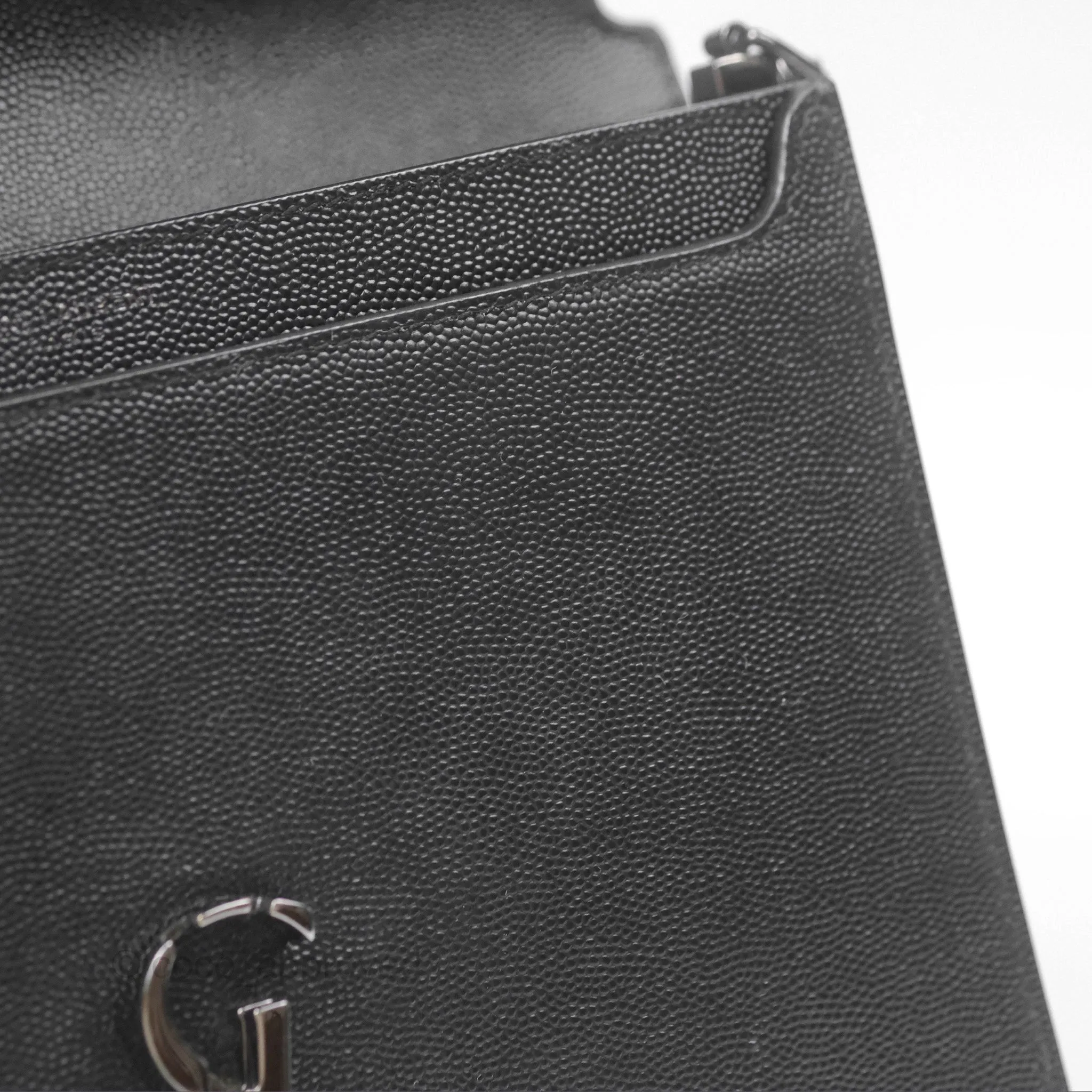 Saint Laurent Cassandra in Grain De Poudre Embossed Leather Black