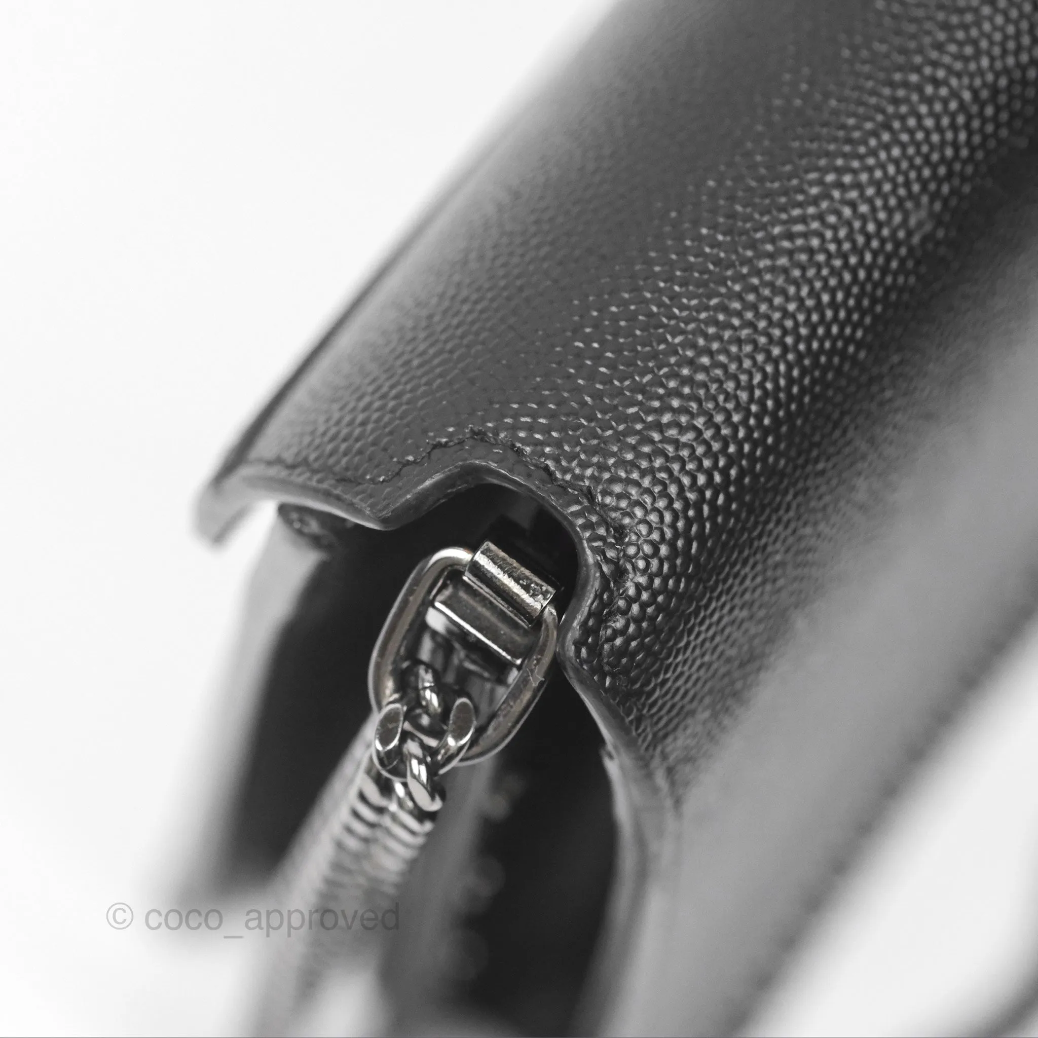 Saint Laurent Cassandra in Grain De Poudre Embossed Leather Black