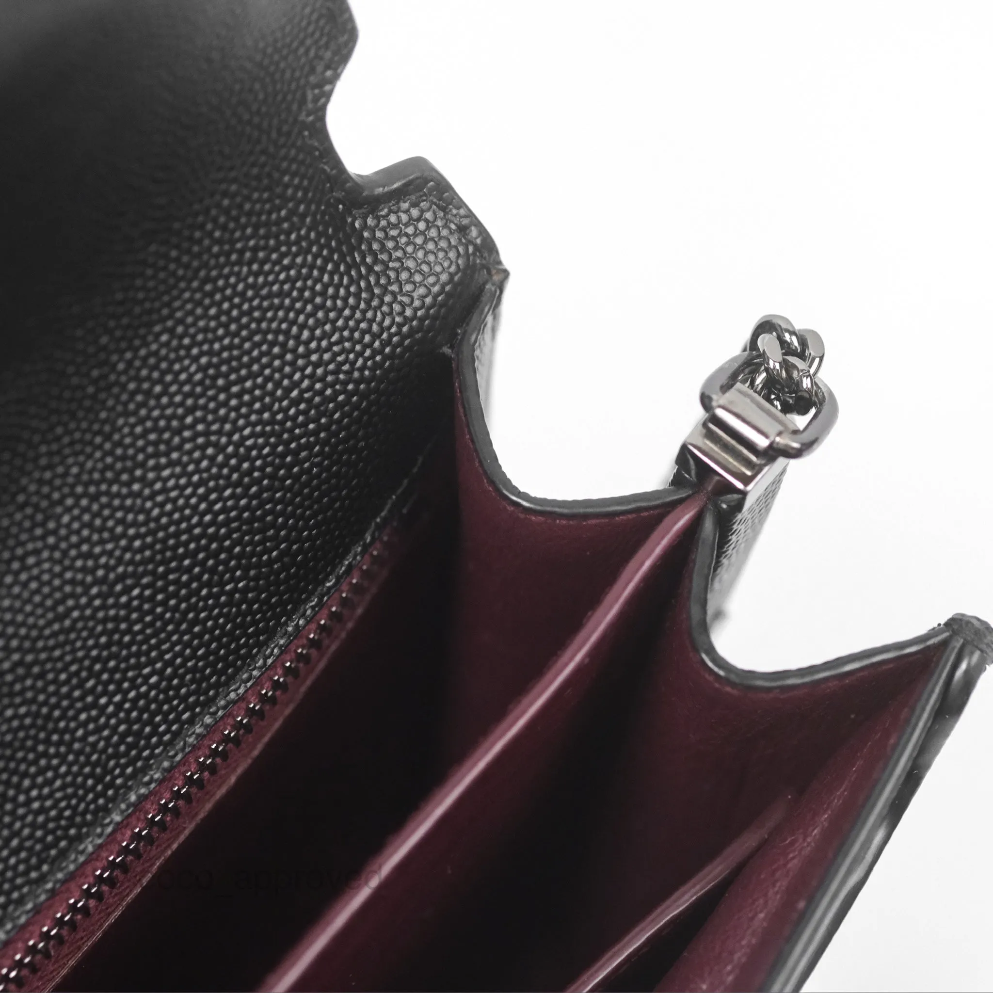 Saint Laurent Cassandra in Grain De Poudre Embossed Leather Black