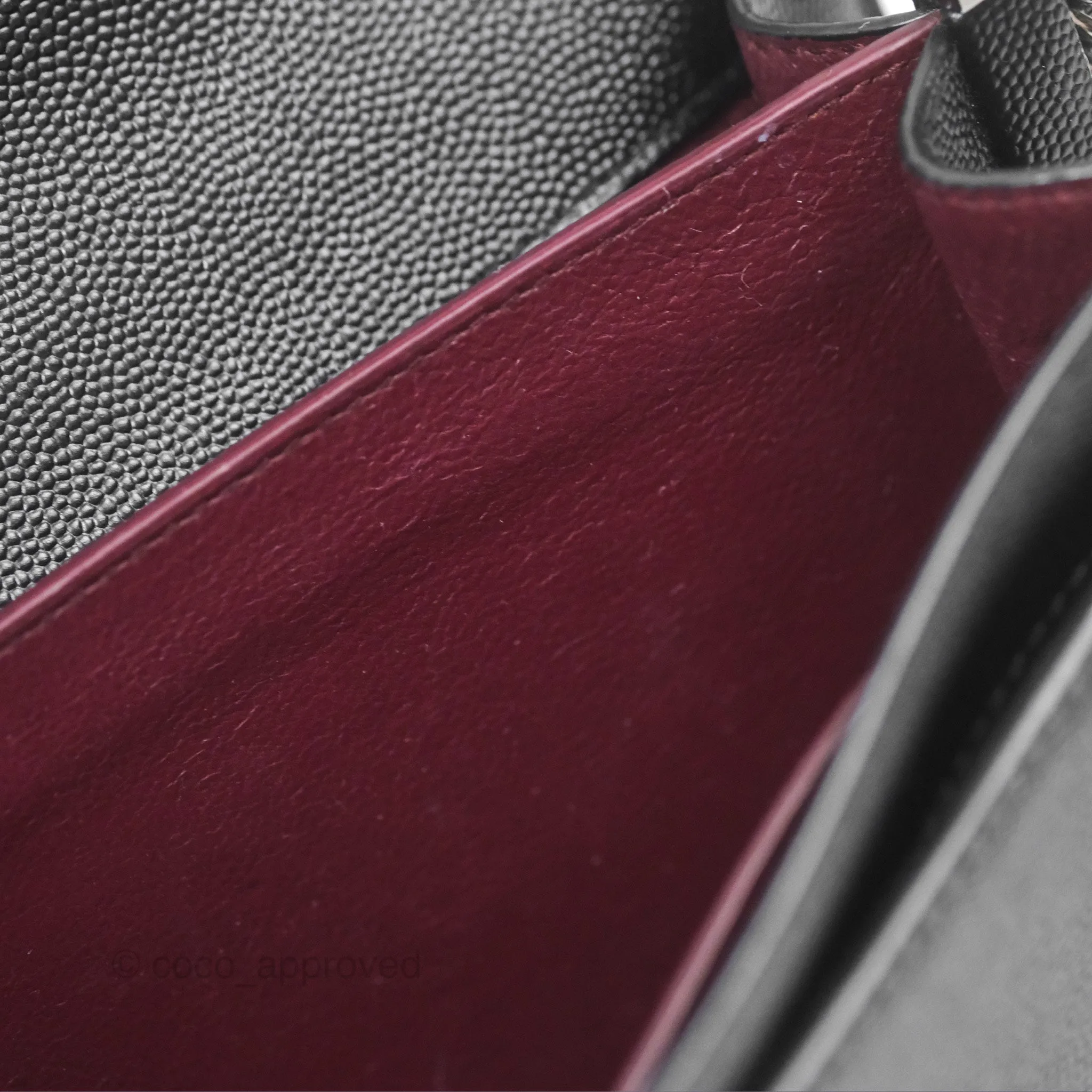 Saint Laurent Cassandra in Grain De Poudre Embossed Leather Black