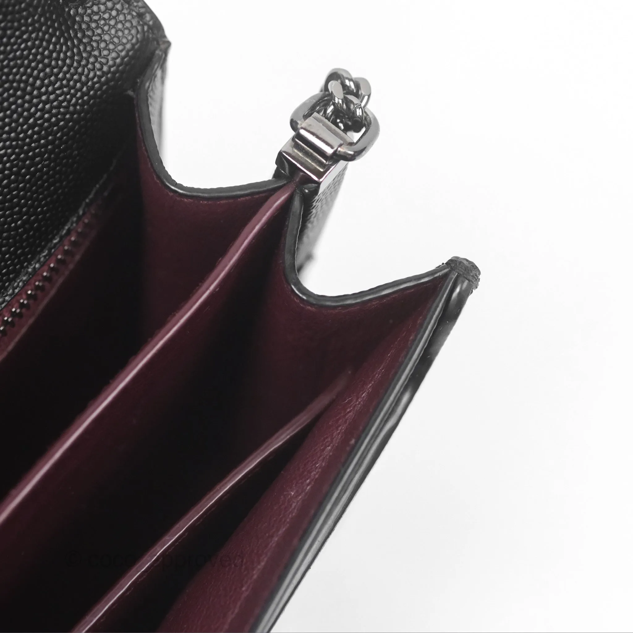 Saint Laurent Cassandra in Grain De Poudre Embossed Leather Black