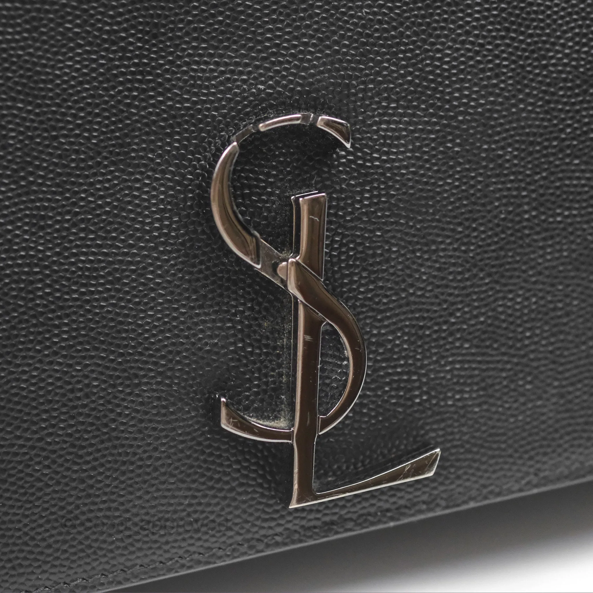 Saint Laurent Cassandra in Grain De Poudre Embossed Leather Black