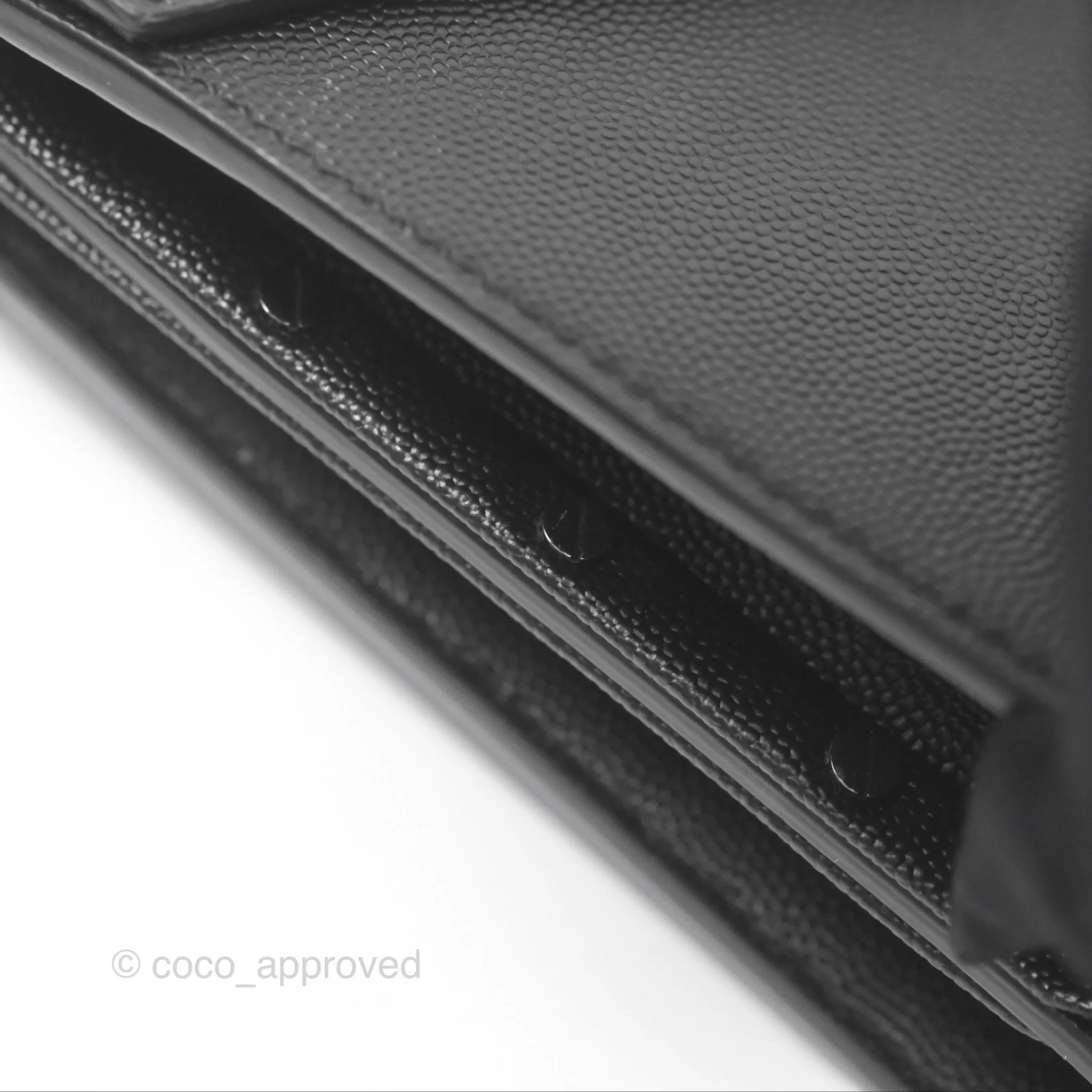 Saint Laurent Cassandra in Grain De Poudre Embossed Leather Black