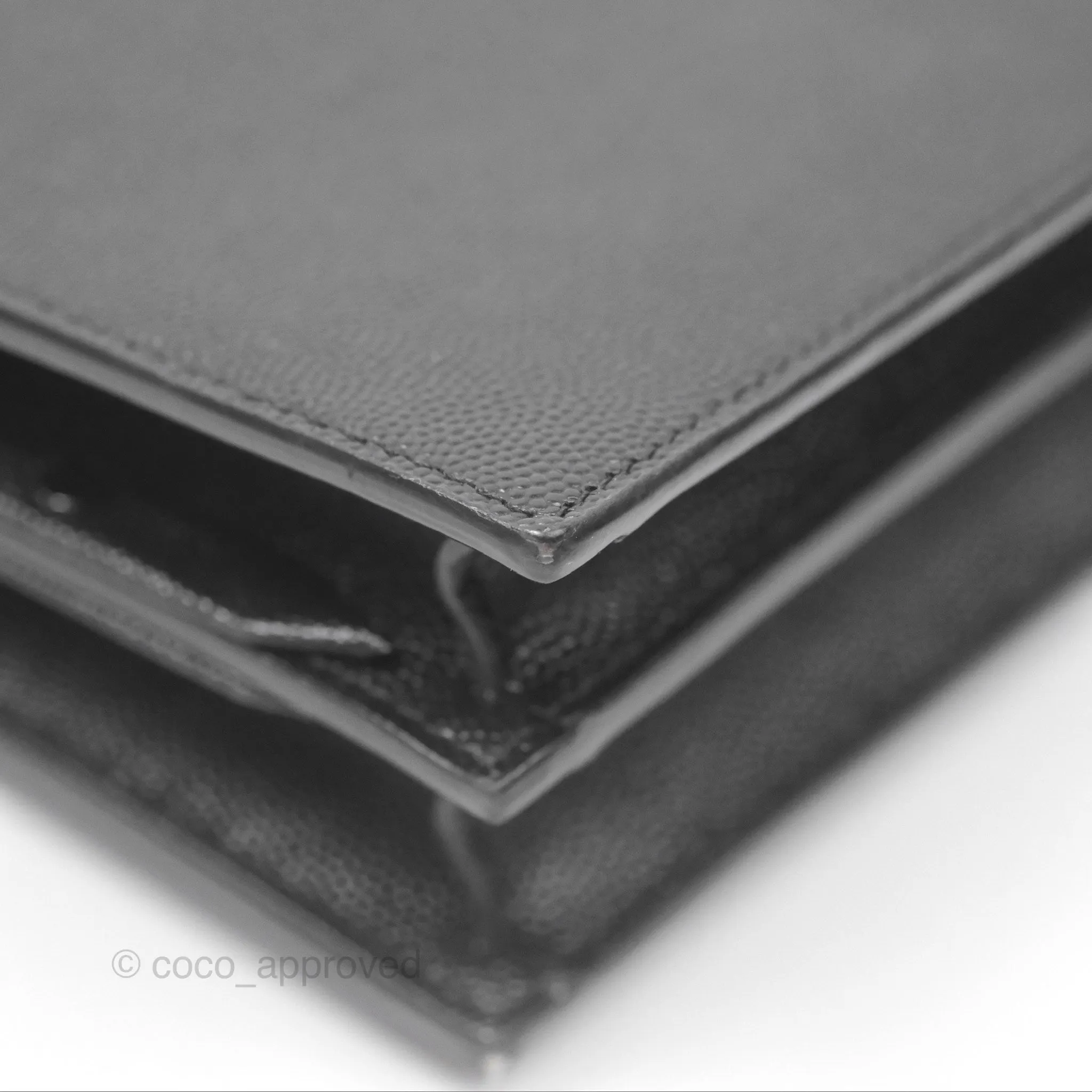 Saint Laurent Cassandra in Grain De Poudre Embossed Leather Black