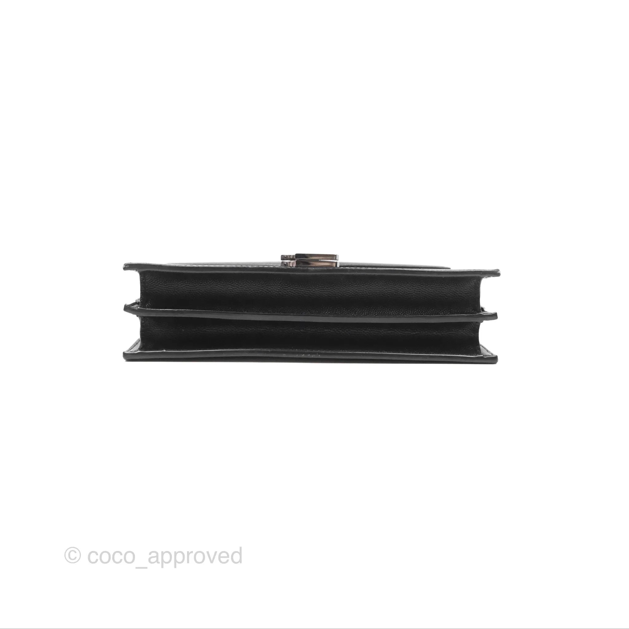 Saint Laurent Cassandra in Grain De Poudre Embossed Leather Black