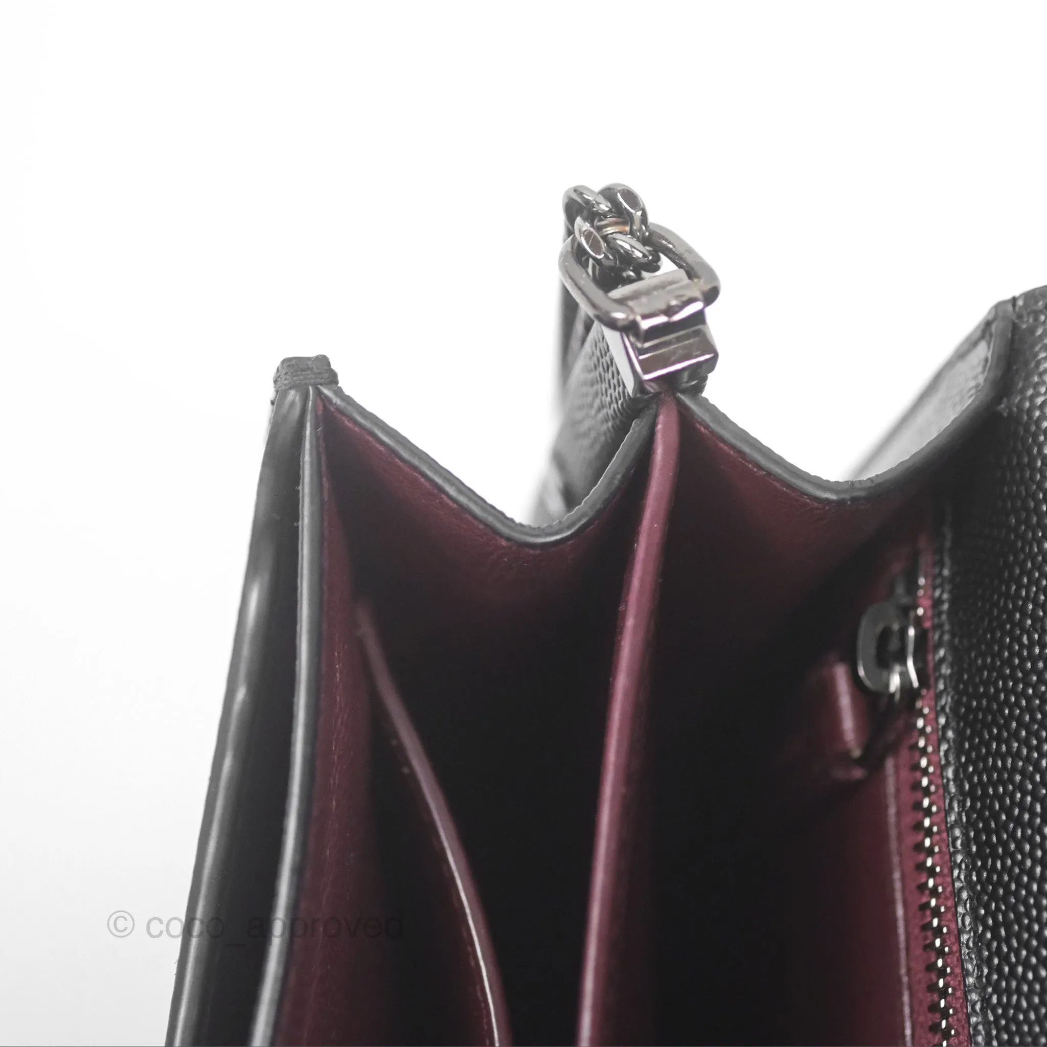 Saint Laurent Cassandra in Grain De Poudre Embossed Leather Black