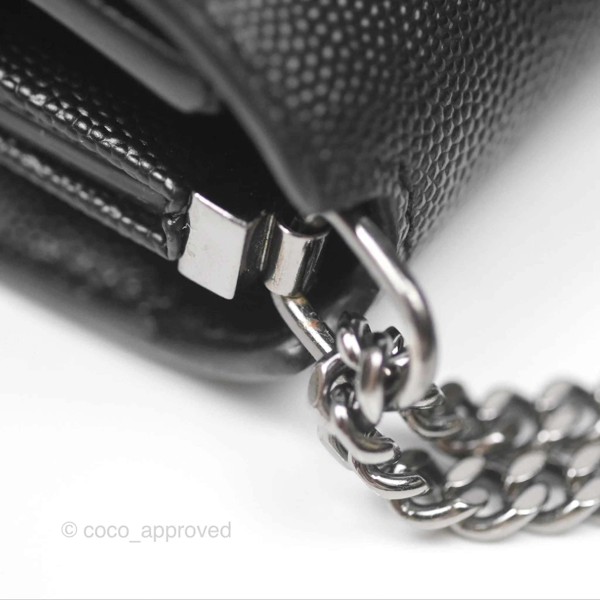 Saint Laurent Cassandra in Grain De Poudre Embossed Leather Black