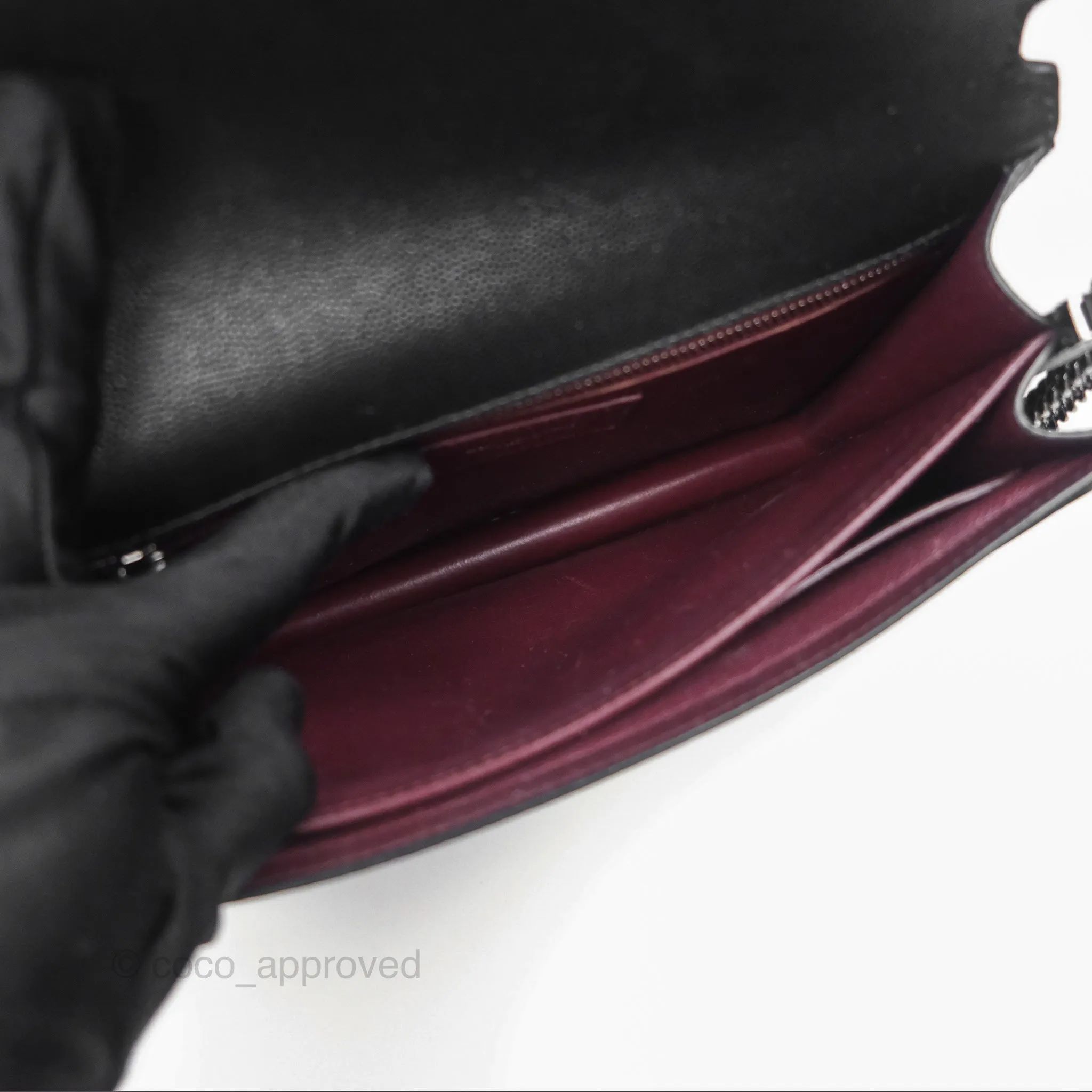 Saint Laurent Cassandra in Grain De Poudre Embossed Leather Black