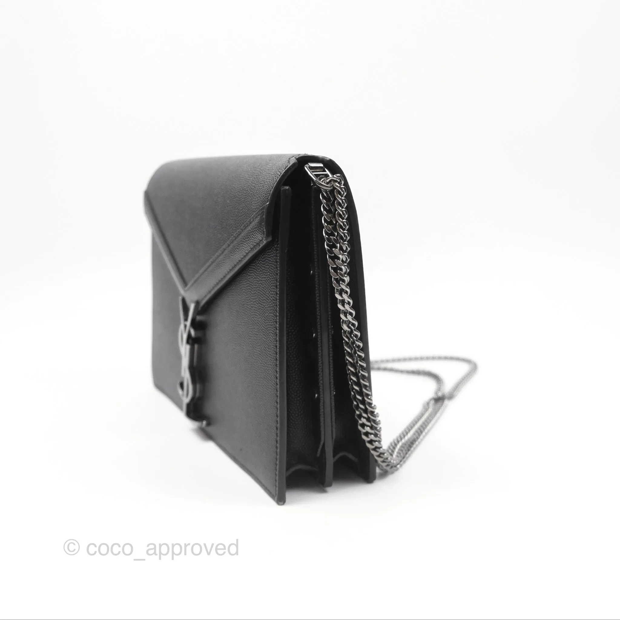 Saint Laurent Cassandra in Grain De Poudre Embossed Leather Black