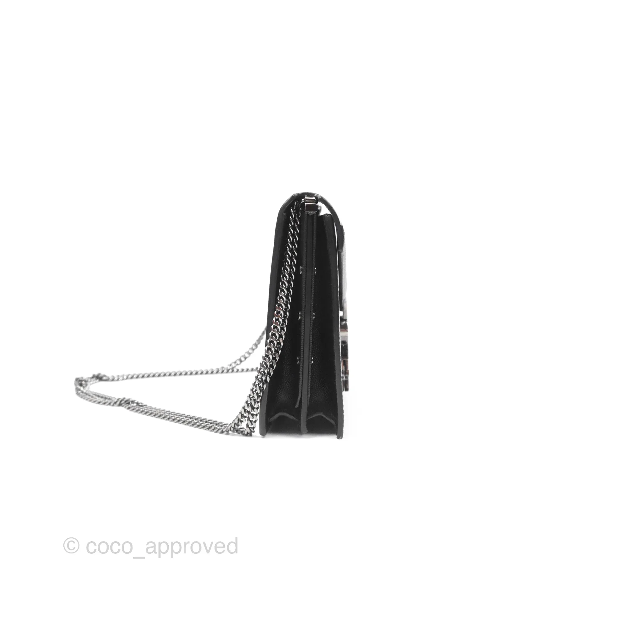 Saint Laurent Cassandra in Grain De Poudre Embossed Leather Black