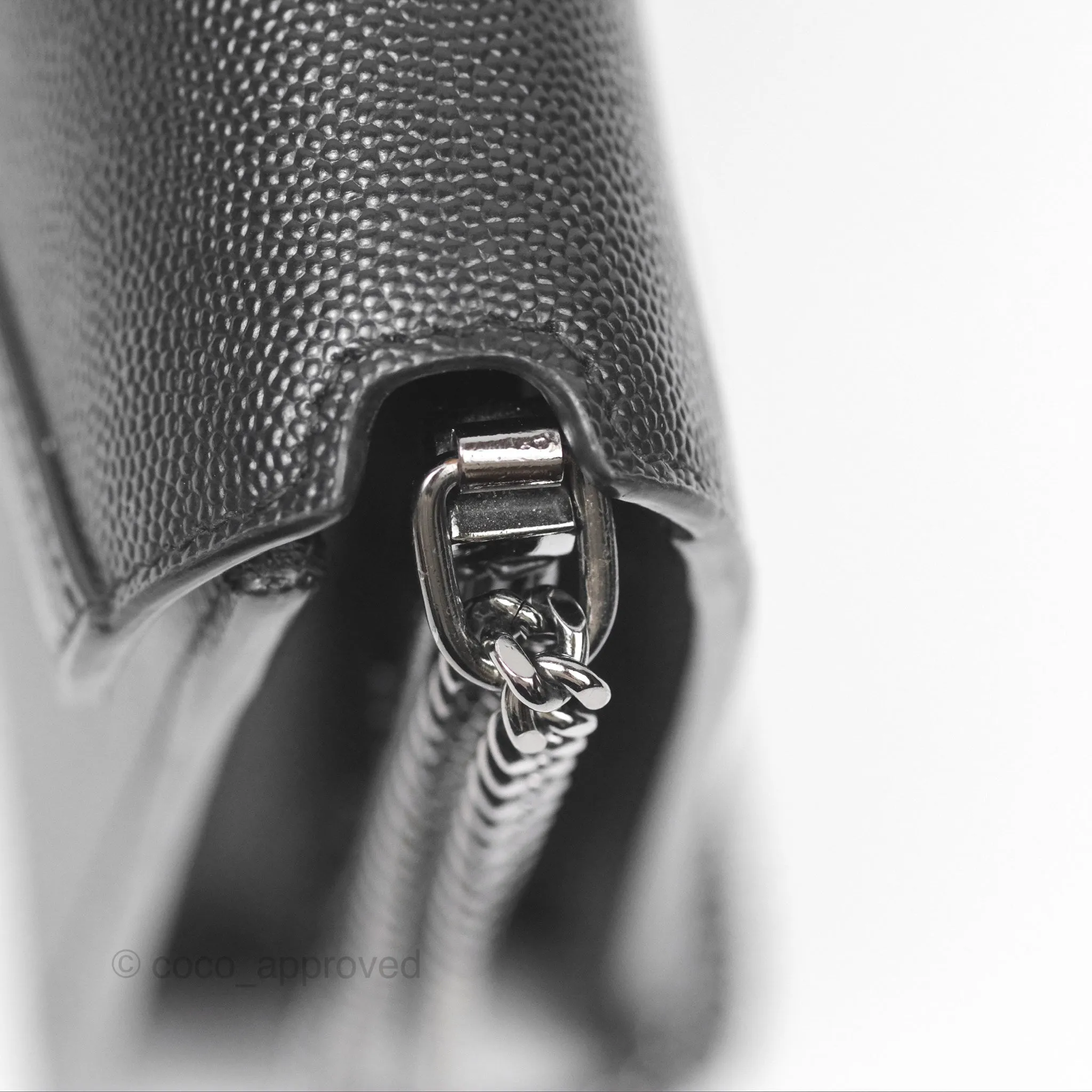 Saint Laurent Cassandra in Grain De Poudre Embossed Leather Black