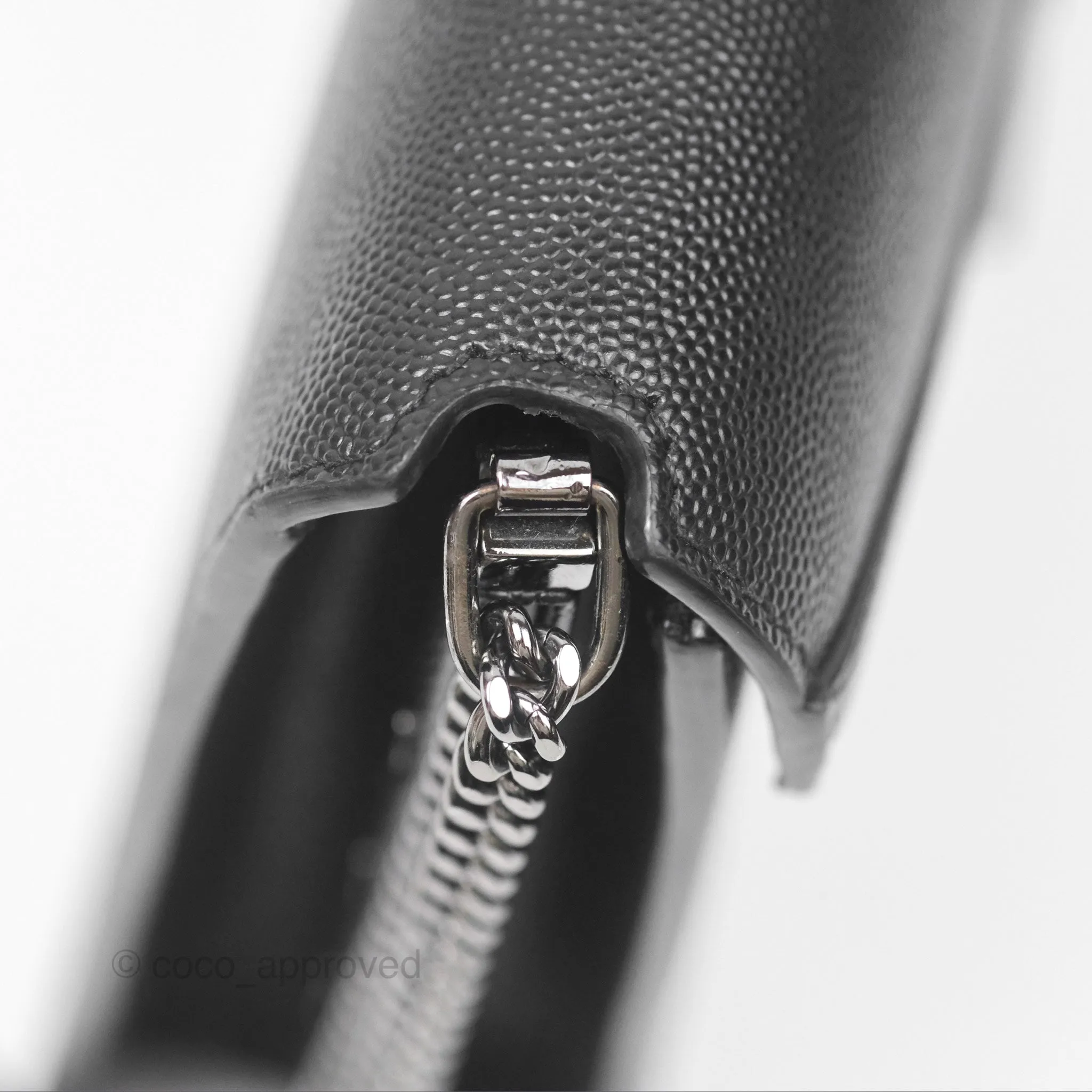 Saint Laurent Cassandra in Grain De Poudre Embossed Leather Black