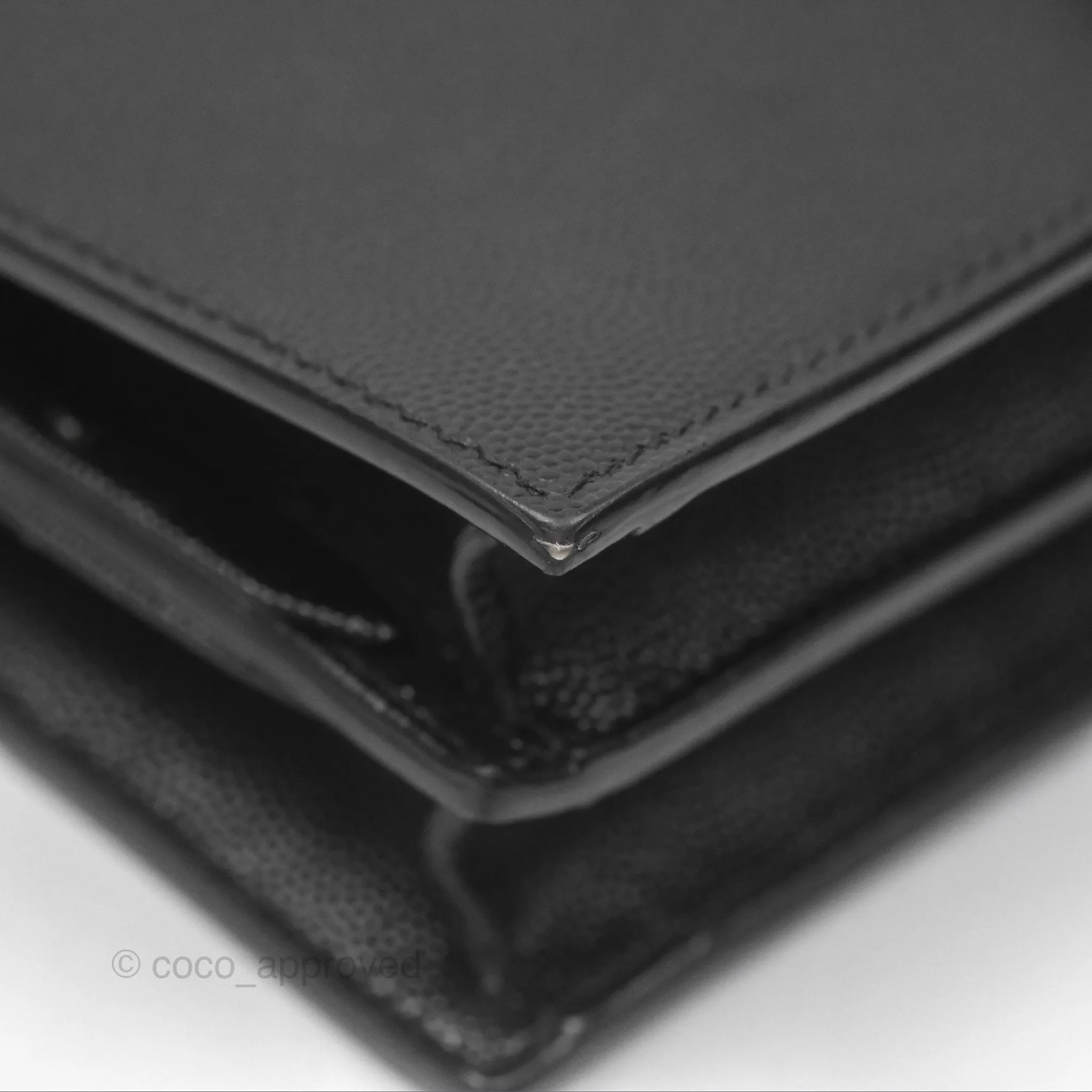 Saint Laurent Cassandra in Grain De Poudre Embossed Leather Black