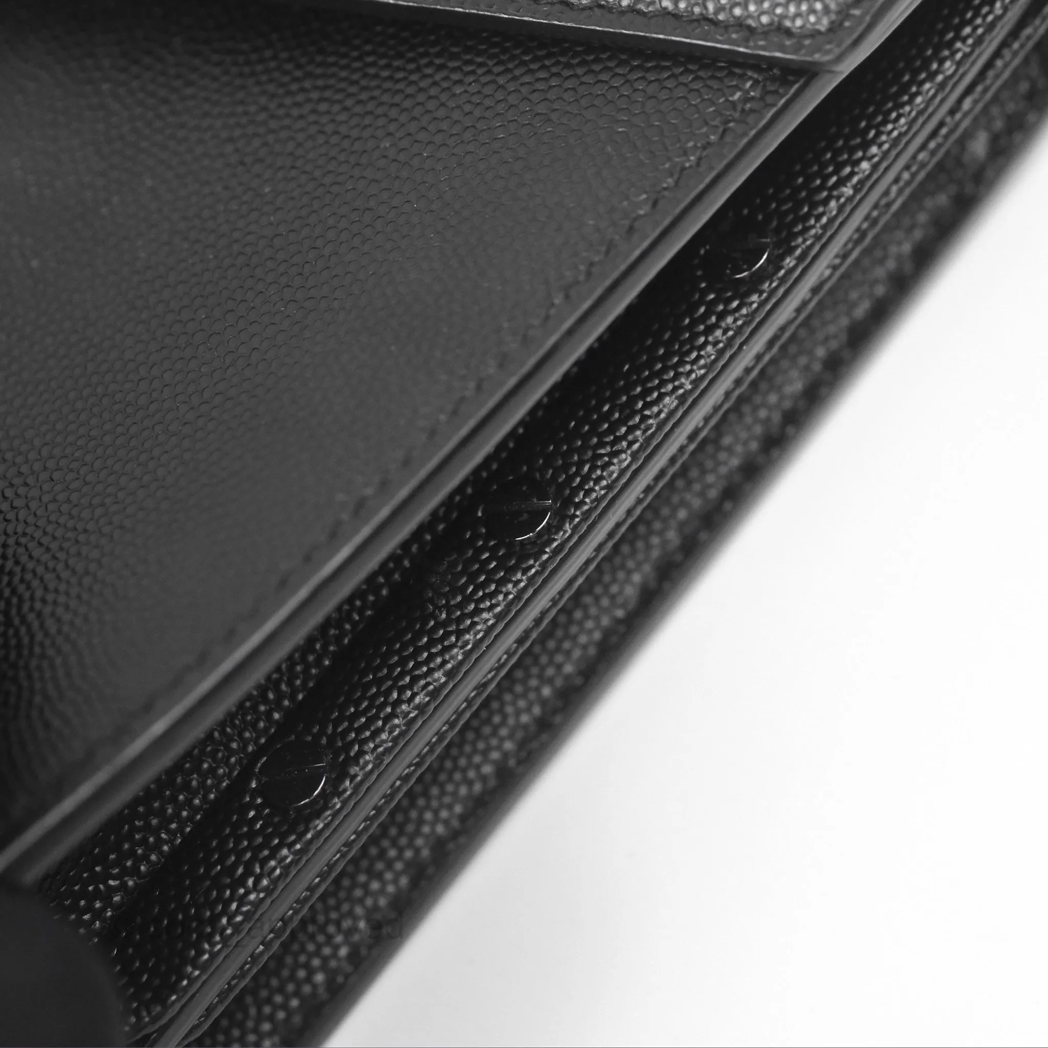 Saint Laurent Cassandra in Grain De Poudre Embossed Leather Black