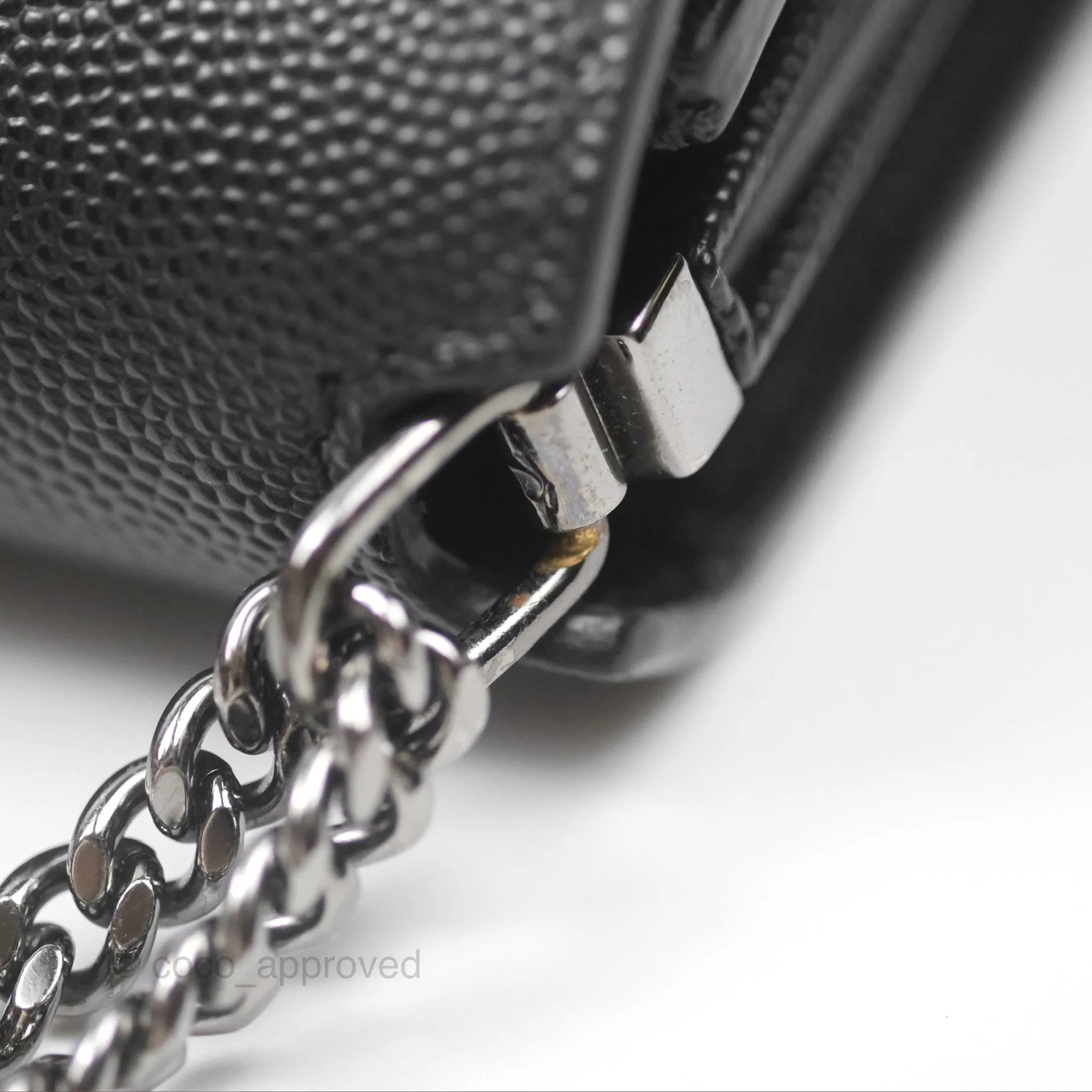 Saint Laurent Cassandra in Grain De Poudre Embossed Leather Black