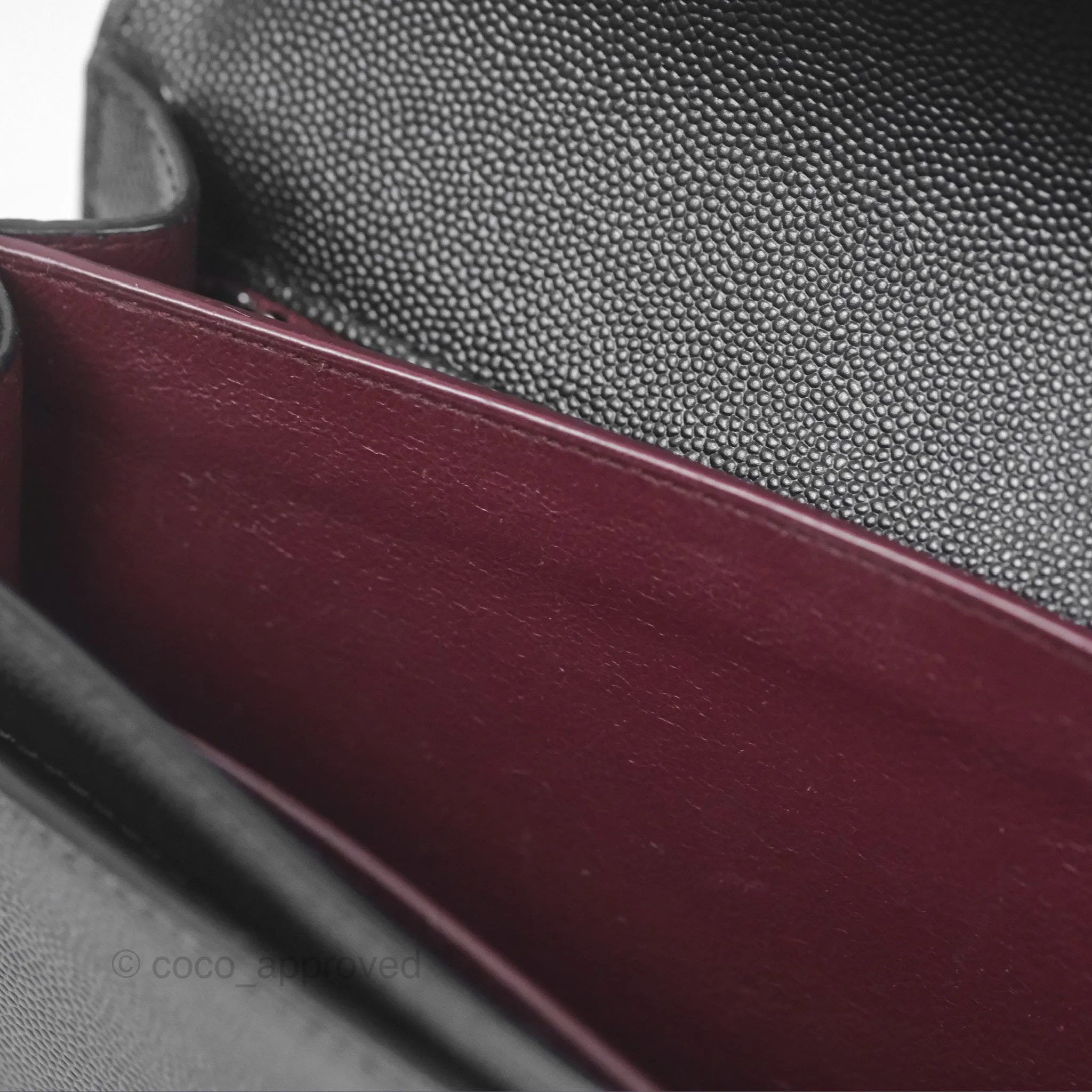 Saint Laurent Cassandra in Grain De Poudre Embossed Leather Black