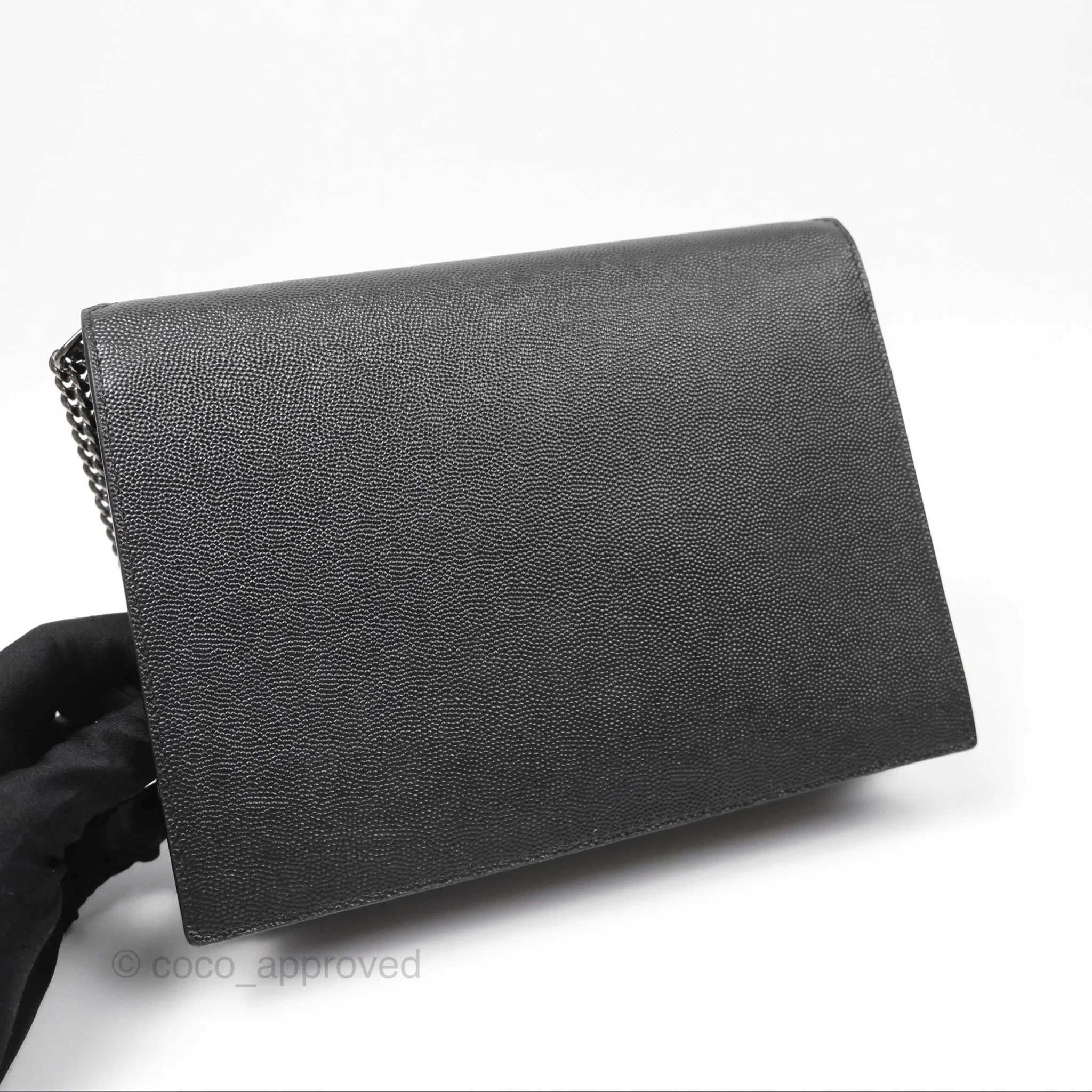Saint Laurent Cassandra in Grain De Poudre Embossed Leather Black