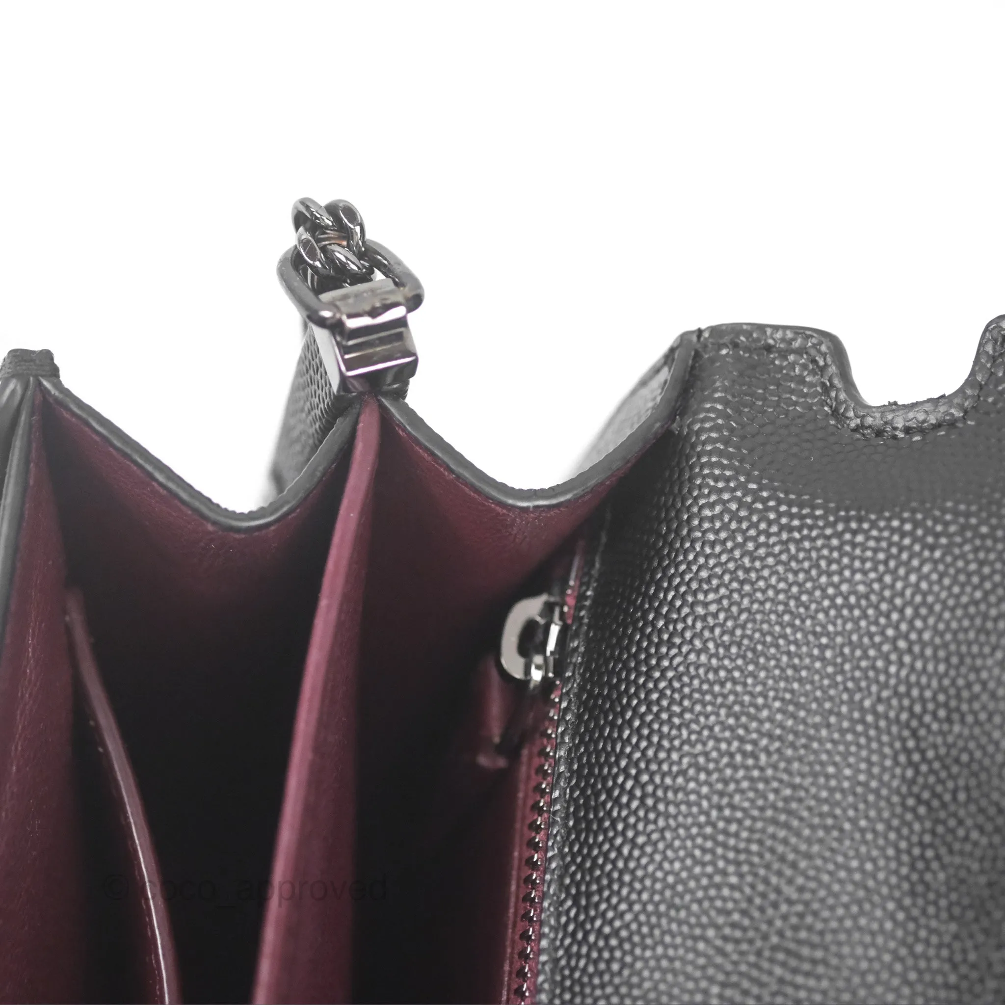 Saint Laurent Cassandra in Grain De Poudre Embossed Leather Black