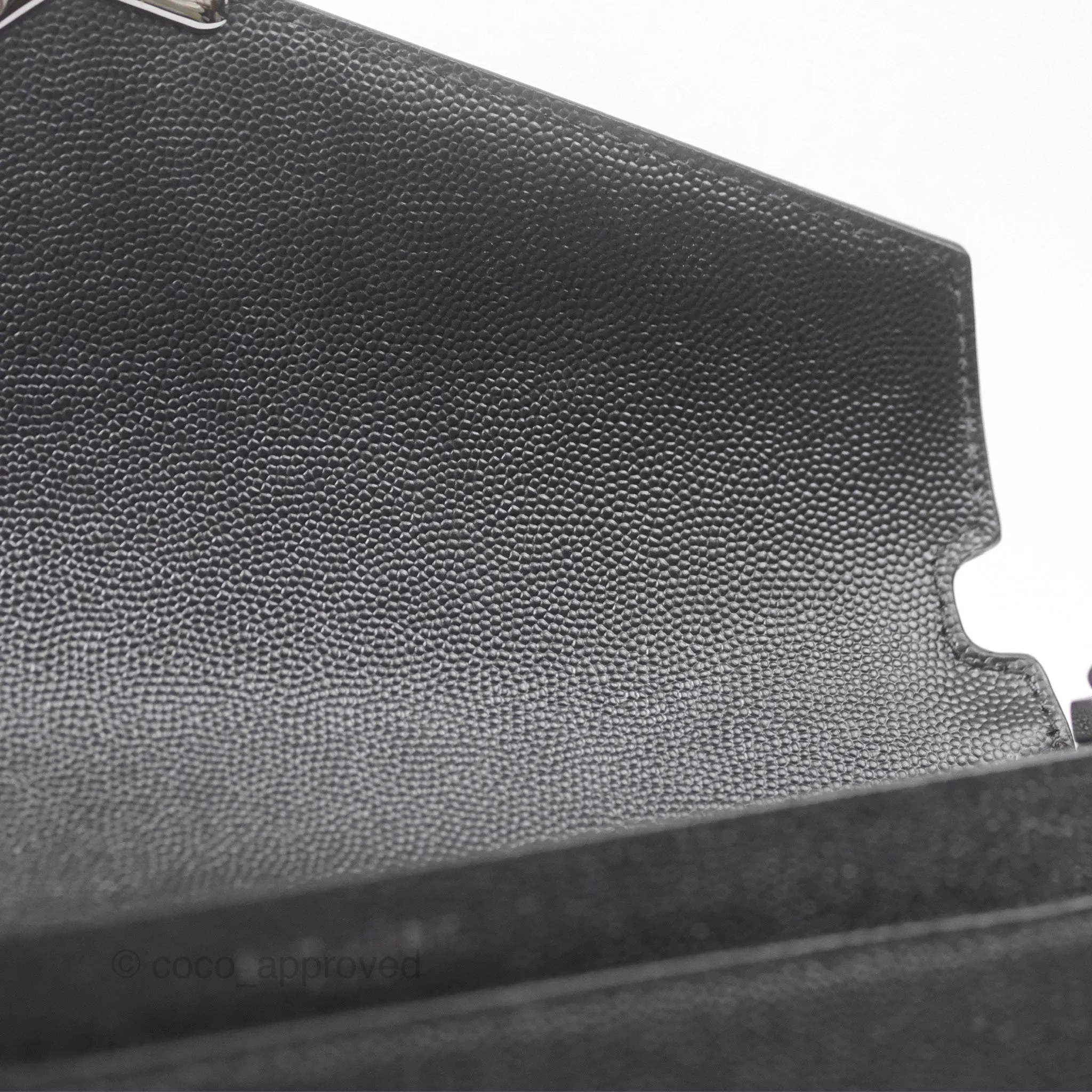 Saint Laurent Cassandra in Grain De Poudre Embossed Leather Black
