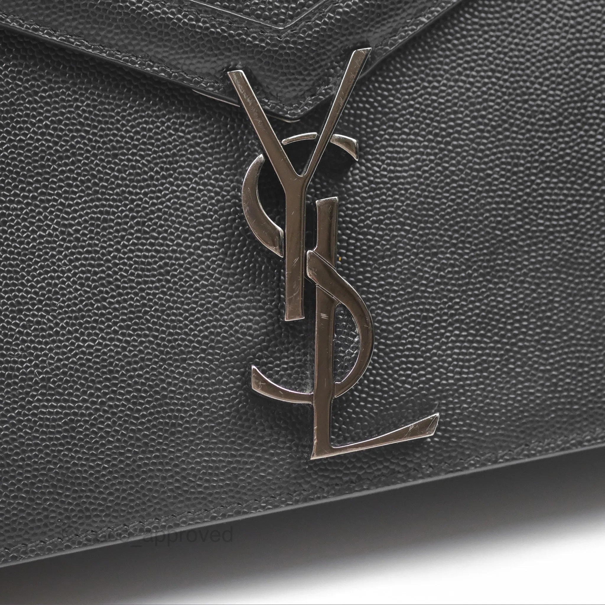Saint Laurent Cassandra in Grain De Poudre Embossed Leather Black