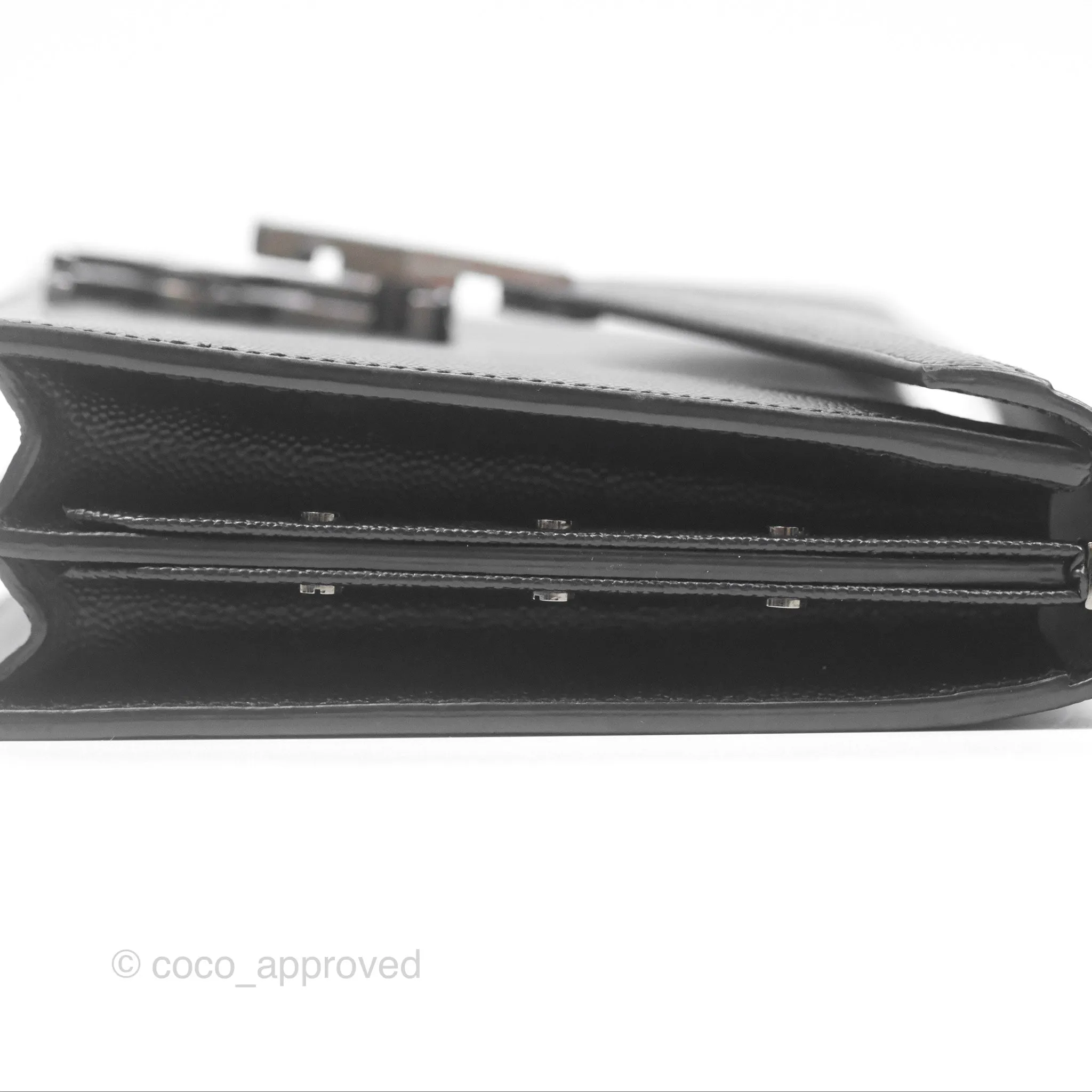 Saint Laurent Cassandra in Grain De Poudre Embossed Leather Black