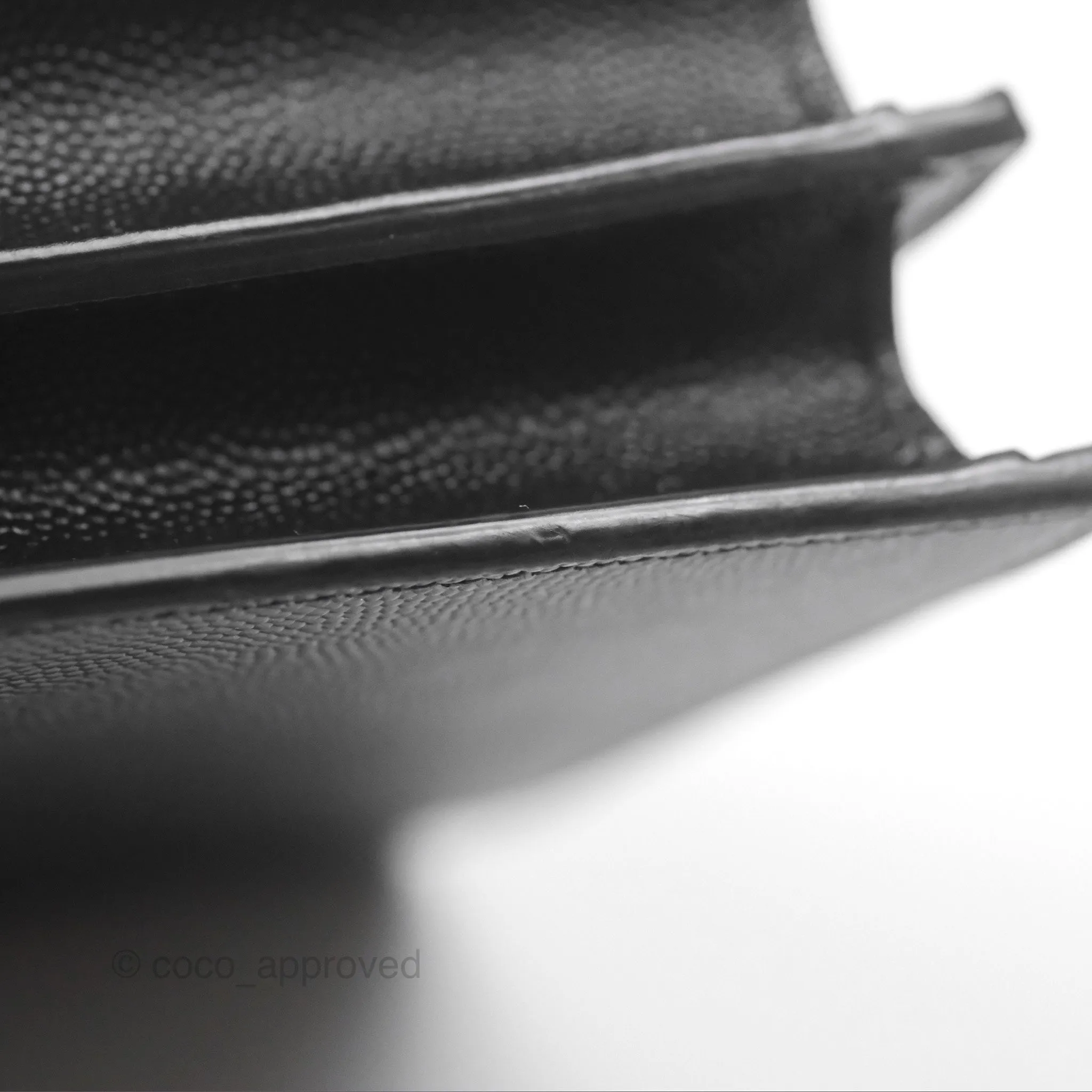 Saint Laurent Cassandra in Grain De Poudre Embossed Leather Black