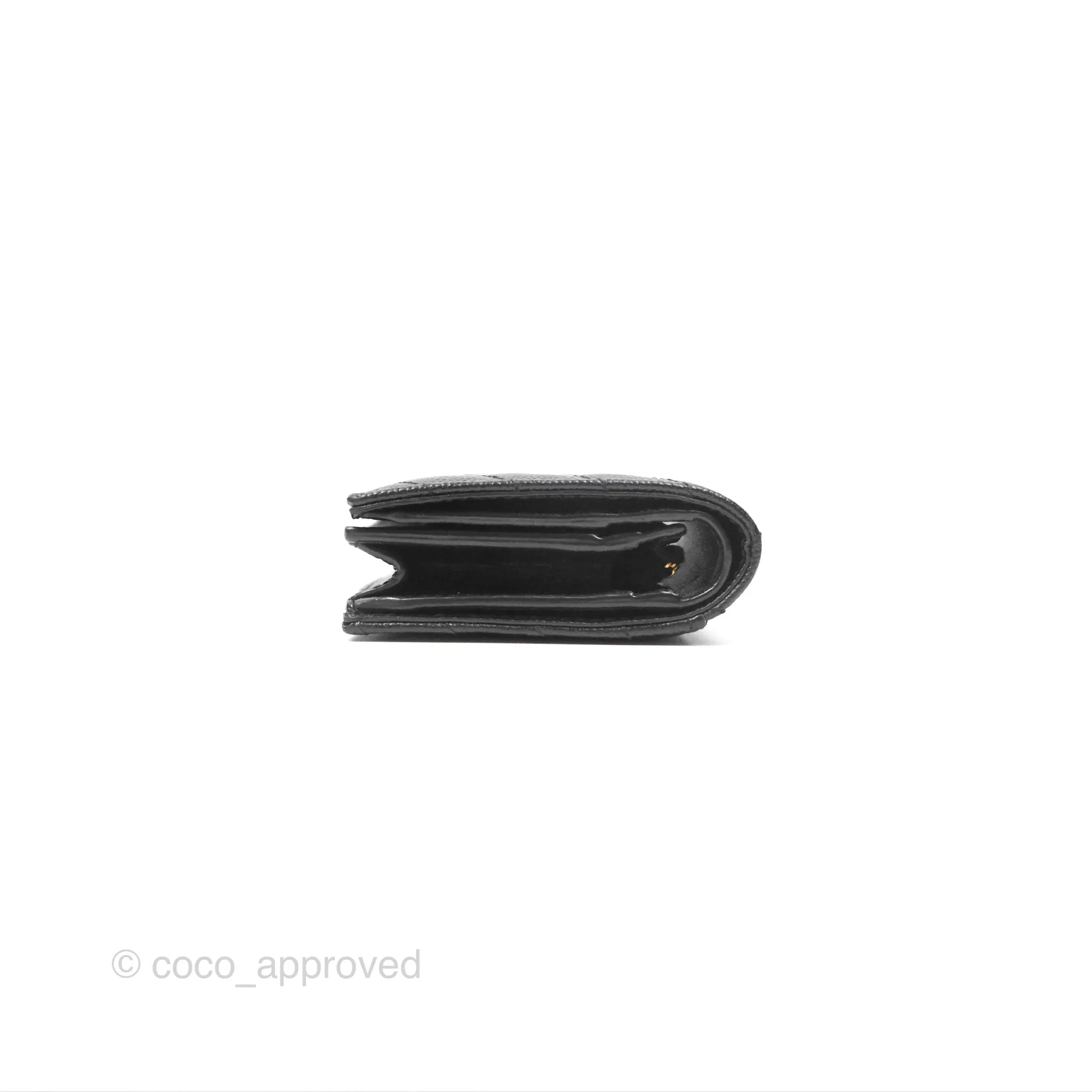 Saint Laurent Cassandre Matelasse Flap Card Case Black Grain De Poudre Leather