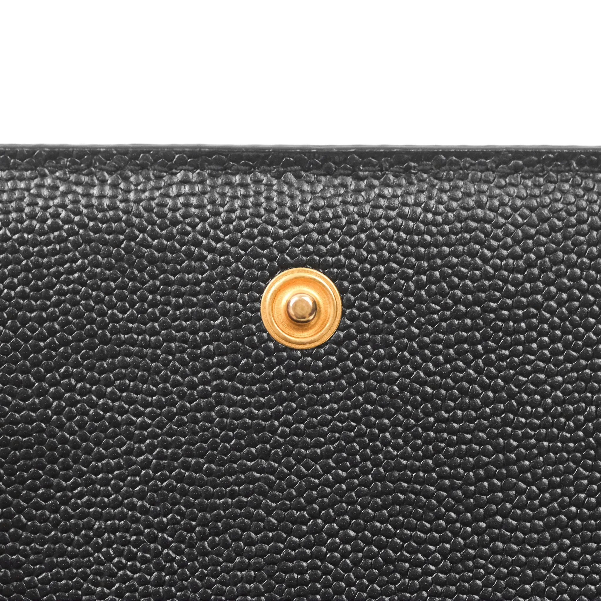 Saint Laurent Cassandre Matelasse Flap Card Case Black Grain De Poudre Leather