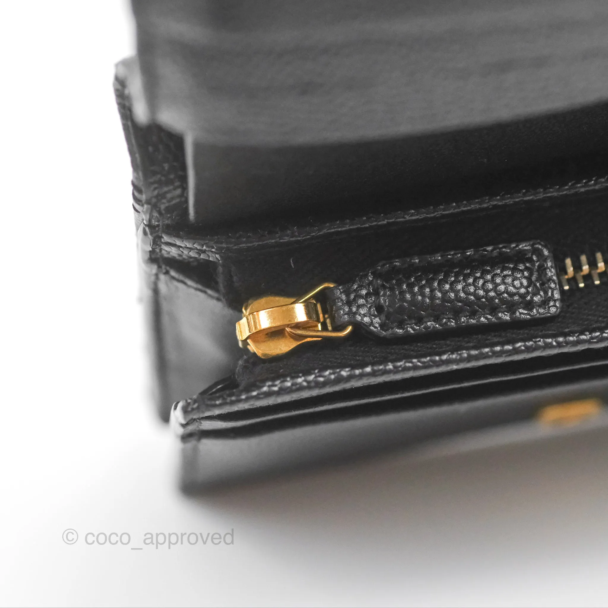 Saint Laurent Cassandre Matelasse Flap Card Case Black Grain De Poudre Leather