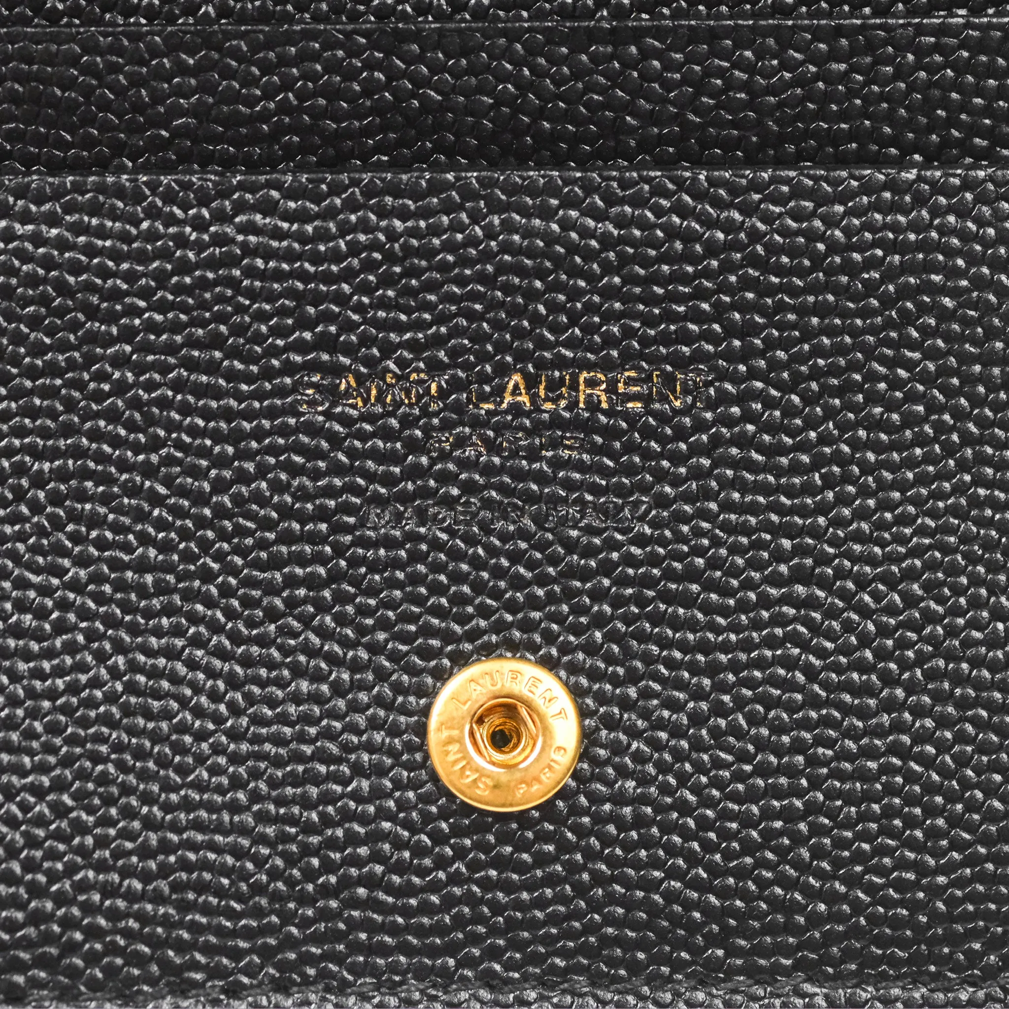 Saint Laurent Cassandre Matelasse Flap Card Case Black Grain De Poudre Leather