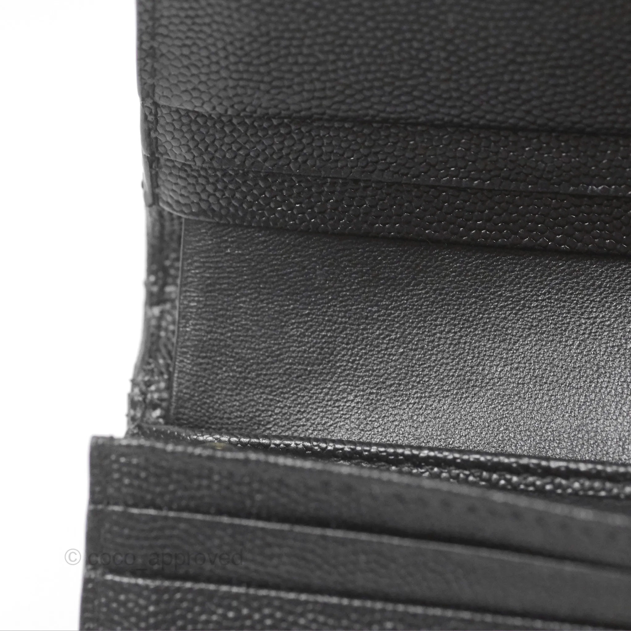 Saint Laurent Cassandre Matelasse Flap Card Case Black Grain De Poudre Leather