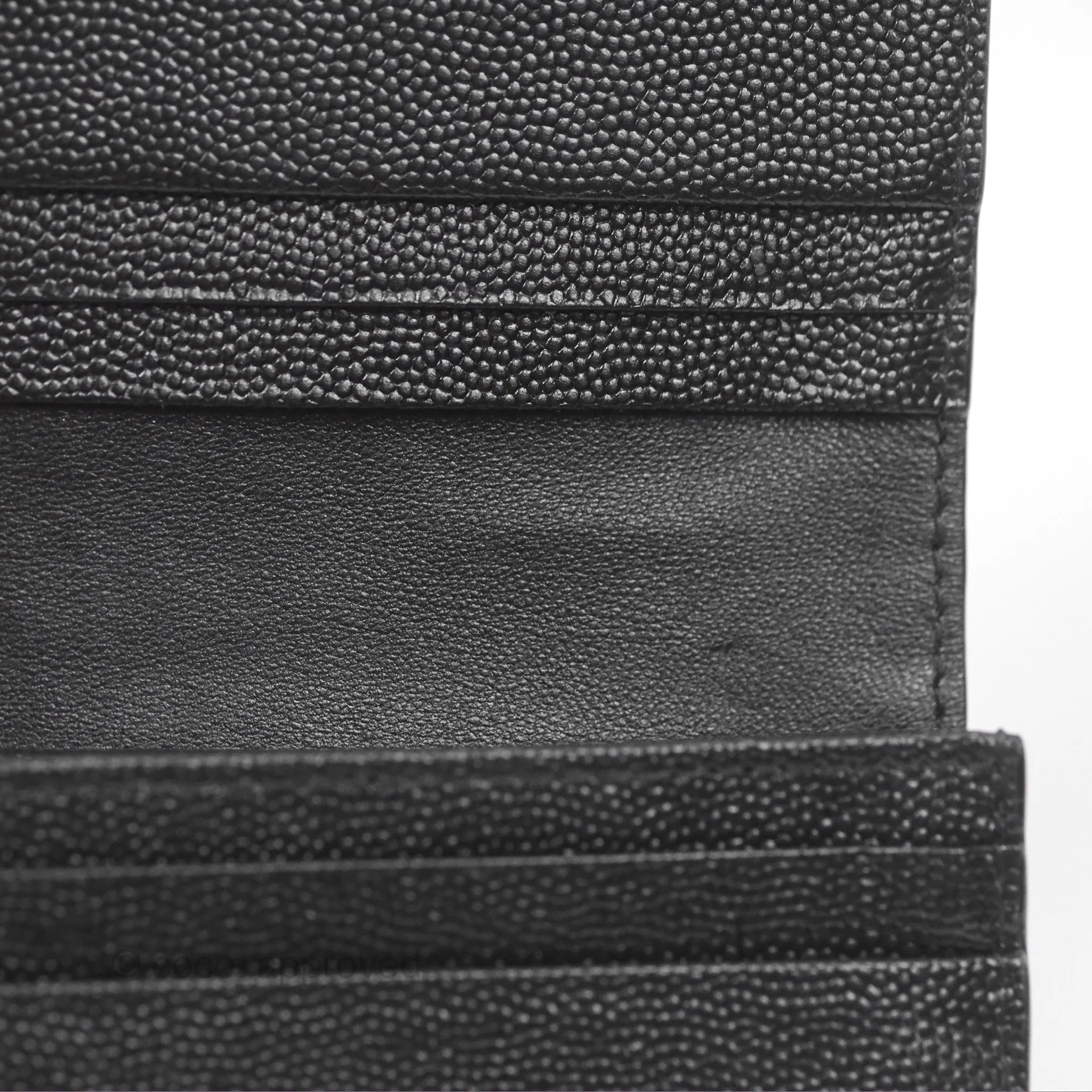 Saint Laurent Cassandre Matelasse Flap Card Case Black Grain De Poudre Leather