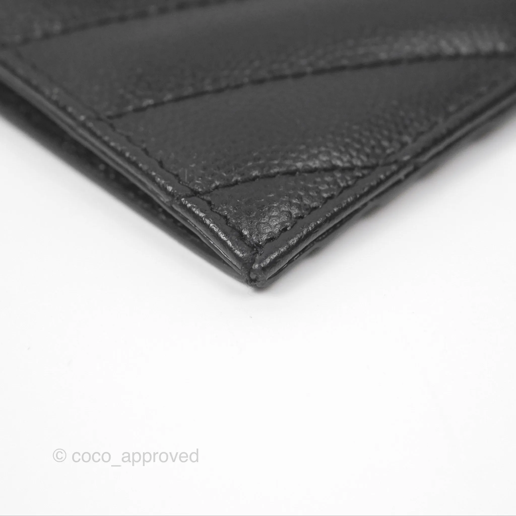 Saint Laurent Cassandre Matelasse Fragments Zipped Card Case Black Grain De Poudre